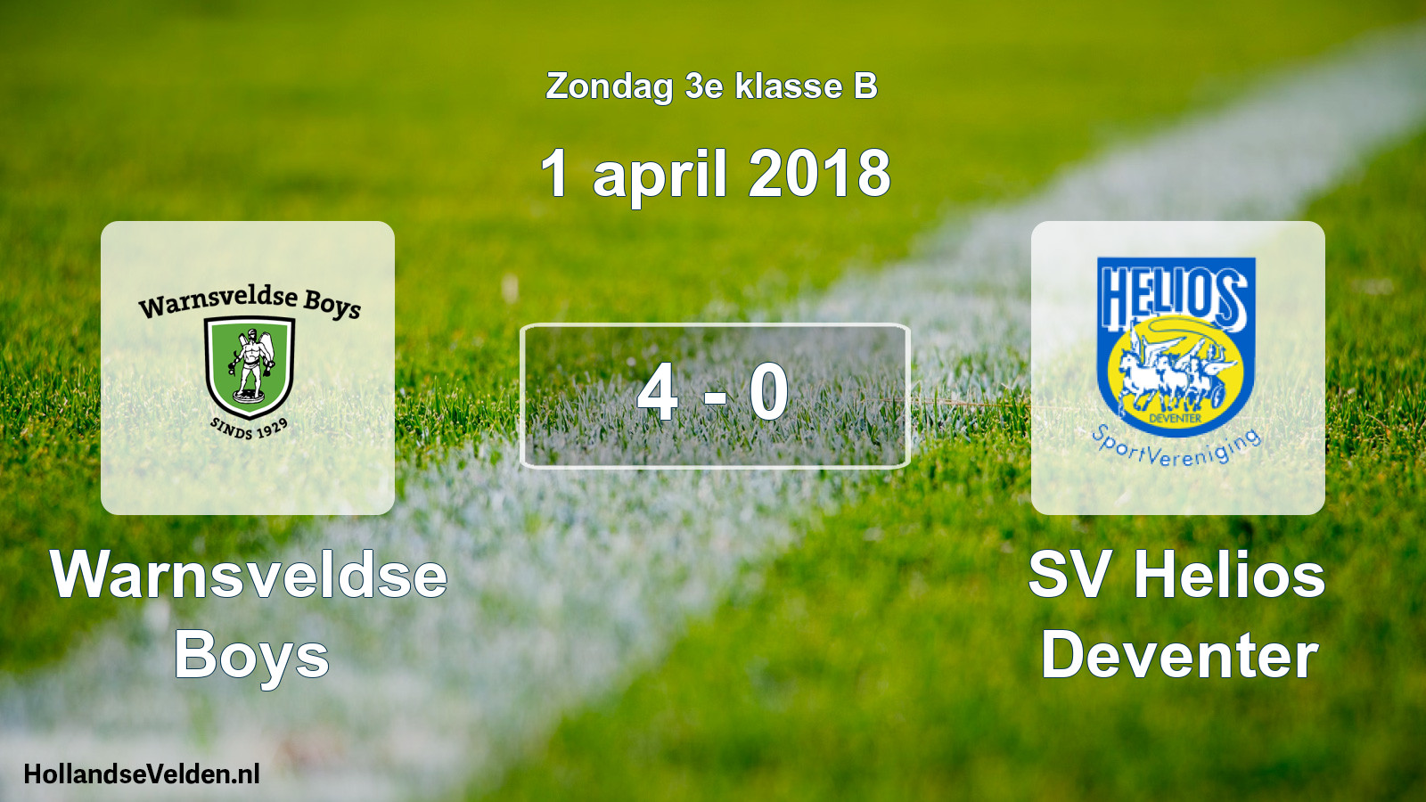 Total number of matches played: Warnsveldse Boys - SV Helios Deventer 4 - 0 (1 April 2018)