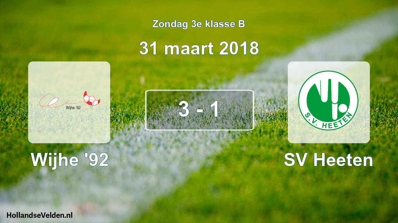 Total number of matches played: Wijhe '92 - SV Heeten 3 - 1 (31 March 2018)