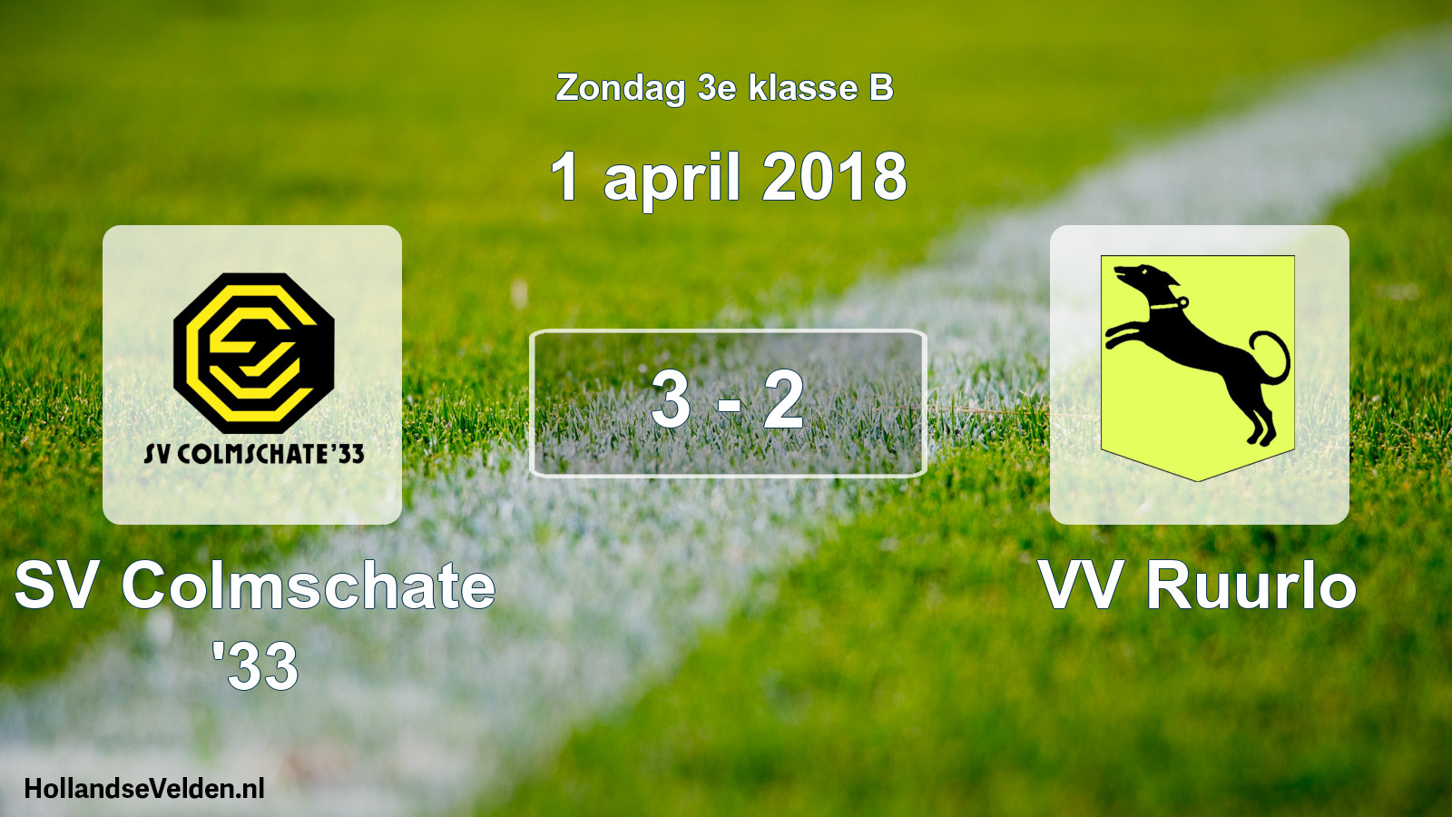 Total number of matches played: SV Colmschate '33 - VV Ruurlo 3 - 2 (1 April 2018)