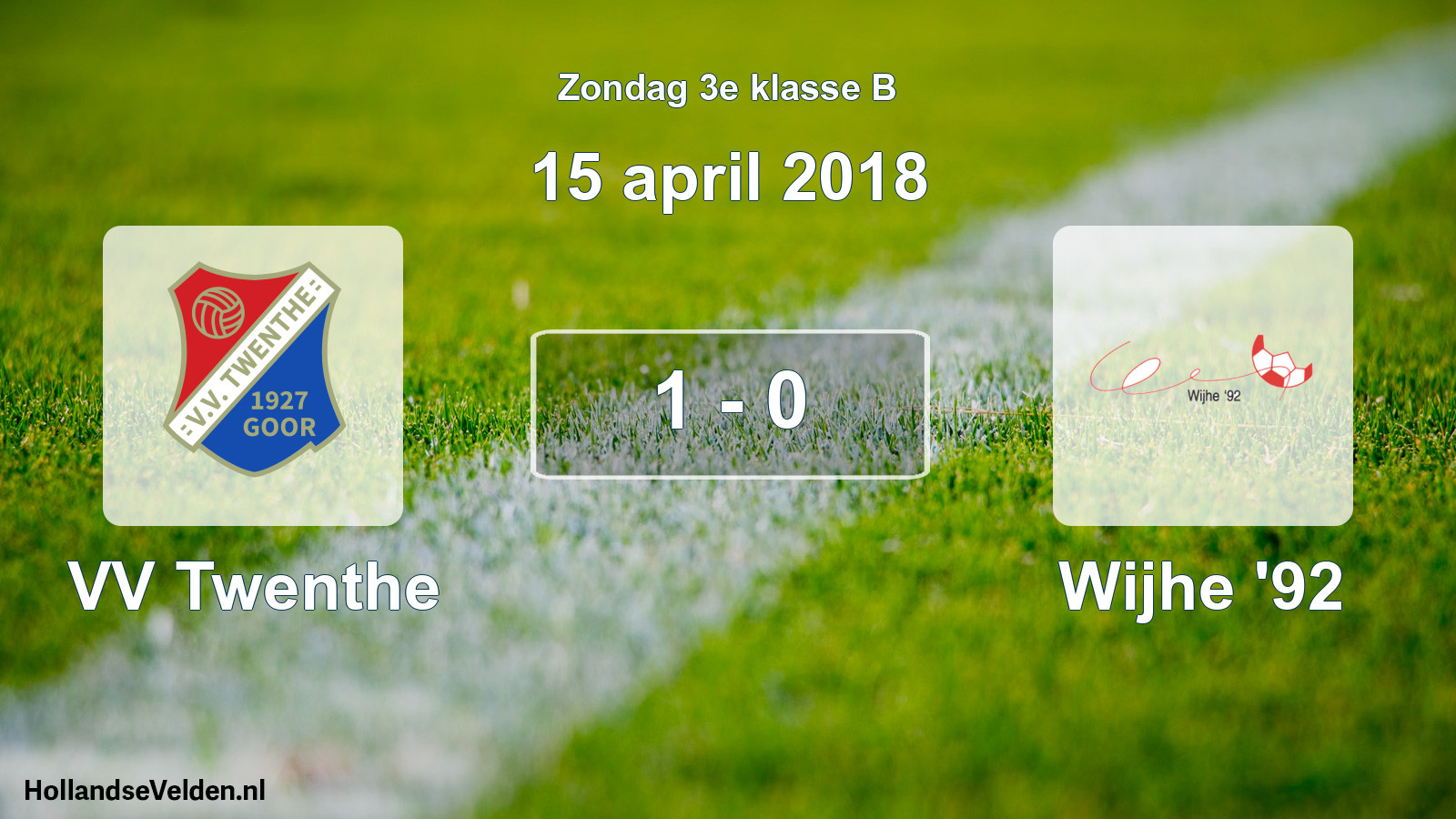 Total number of matches played: VV Twenthe - Wijhe '92 1 - 0 (15 April 2018)