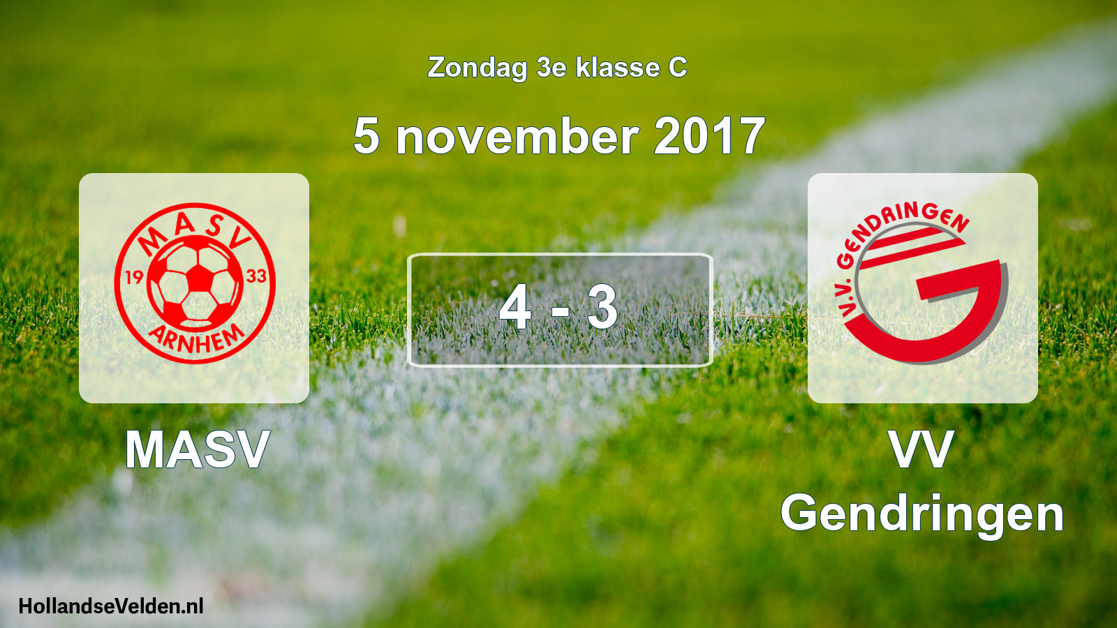 Total number of matches played: MASV - VV Gendringen 4 - 3 (5 November 2017)