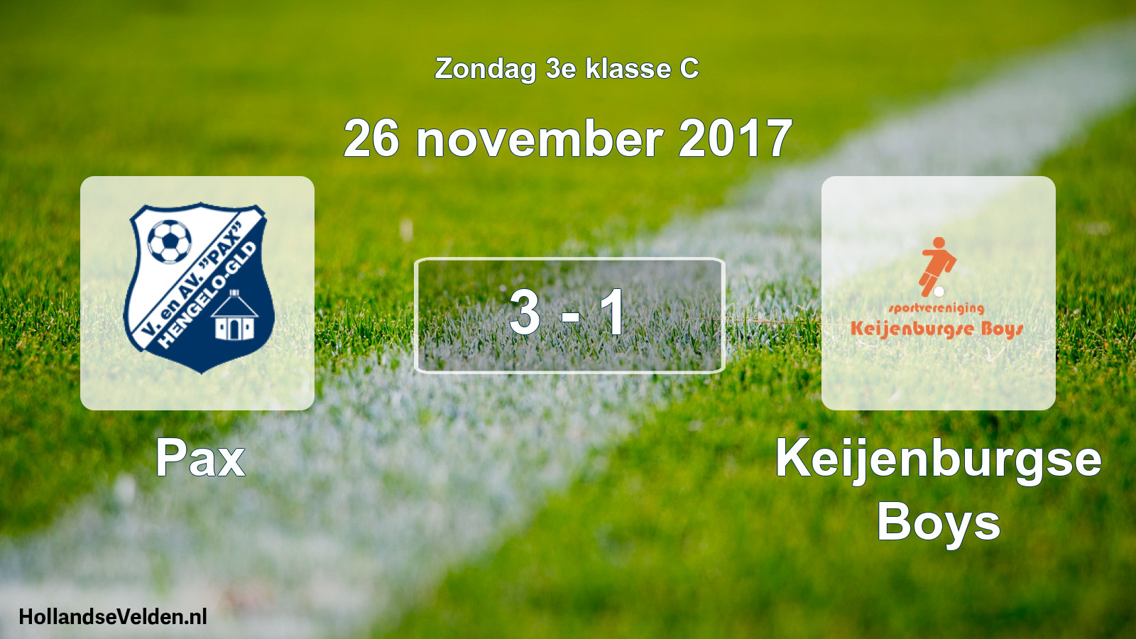 Total number of matches played: Pax - Keijenburgse Boys 3 - 1 (26 November 2017)