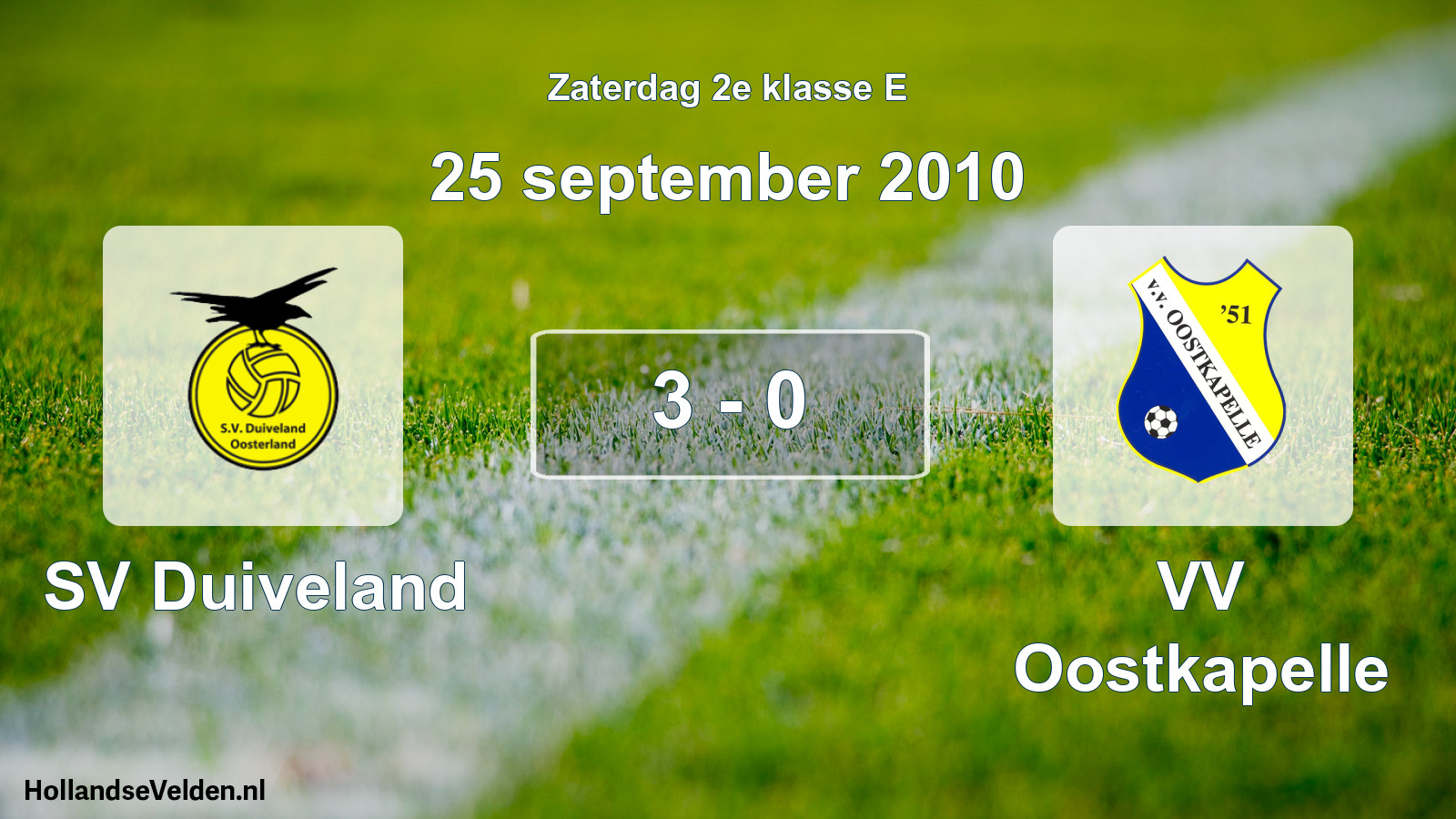 Total number of matches played: SV Duiveland - VV Oostkapelle 3 - 0 (25 September 2010)