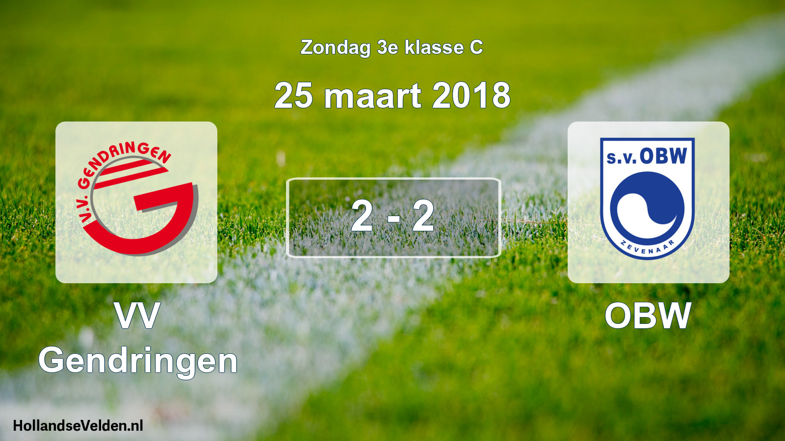 Total number of matches played: VV Gendringen - OBW 2 - 2 (25 March 2018)