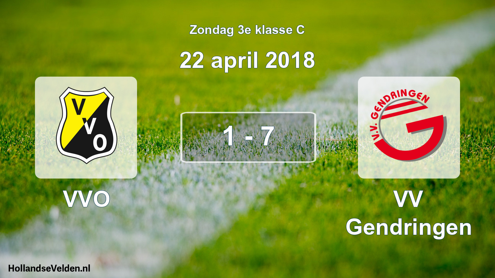 Total number of matches played: VVO - VV Gendringen 1 - 7 (22 April 2018)
