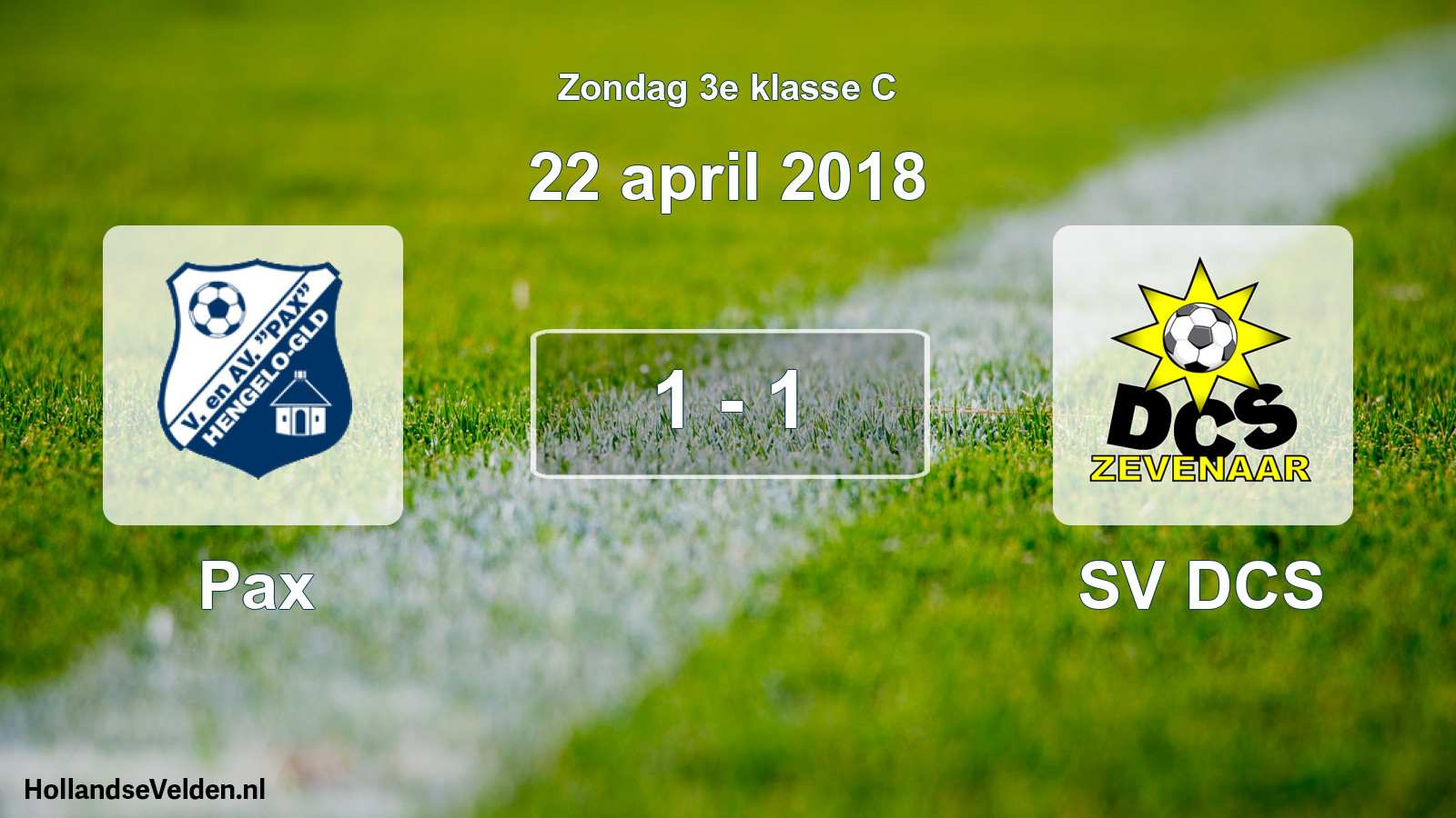 Gespeelde wedstrijd: Pax - SV DCS 1 - 1 (22 april 2018)