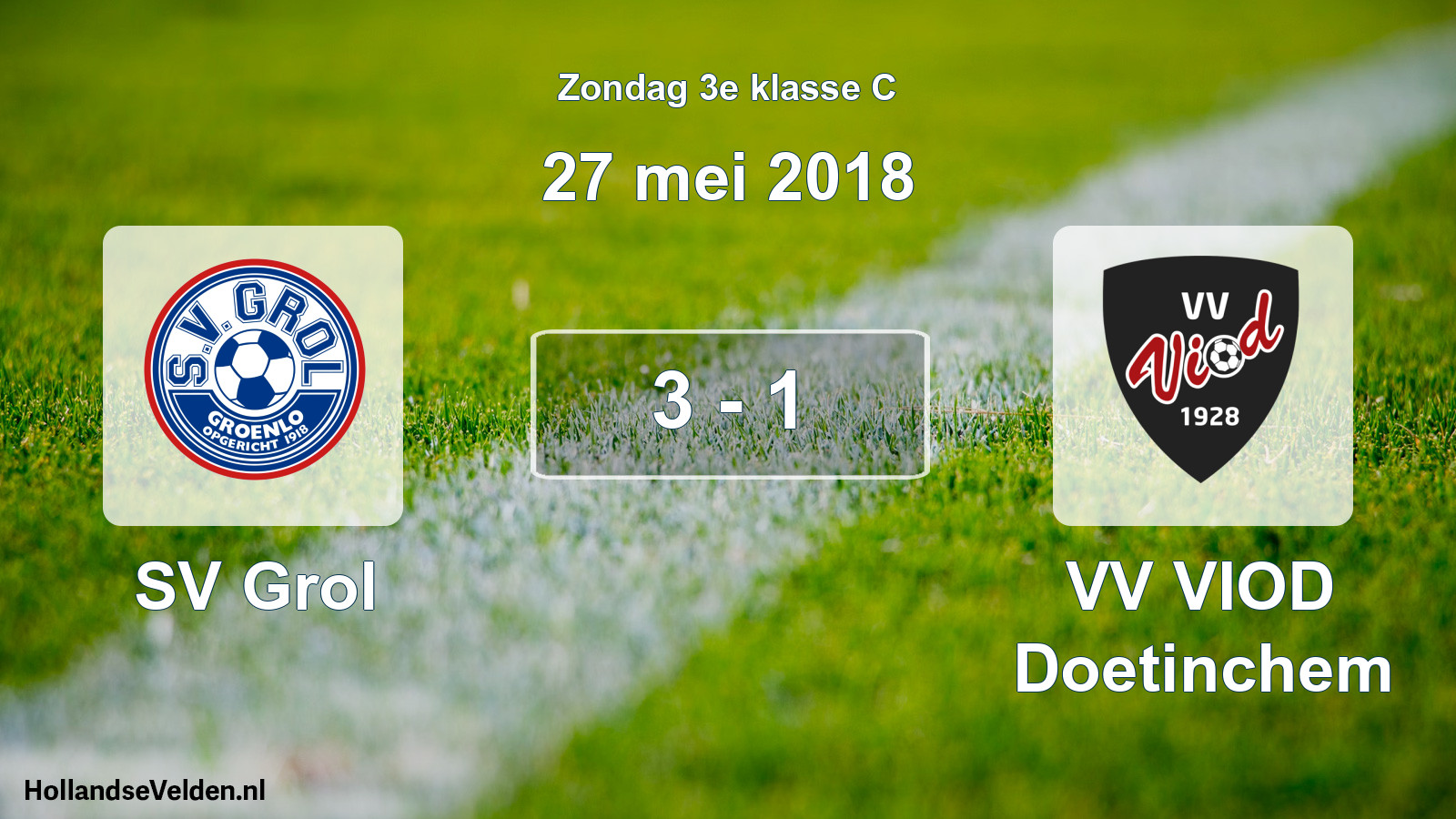 Total number of matches played: SV Grol - VV VIOD Doetinchem 3 - 1 (27 May 2018)