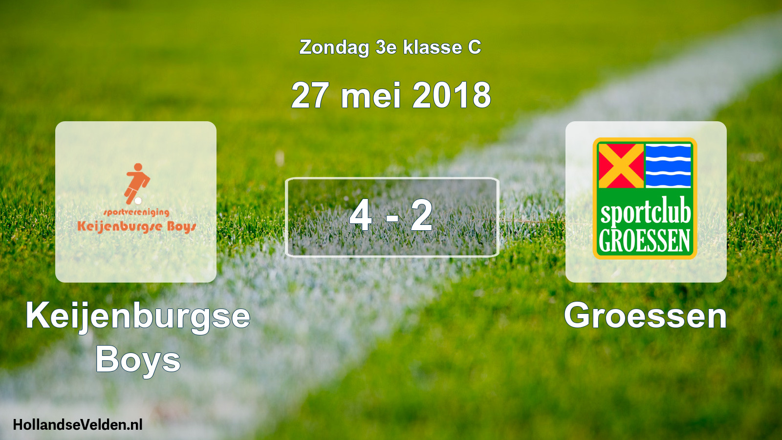 Total number of matches played: Keijenburgse Boys - Groessen 4 - 2 (27 May 2018)