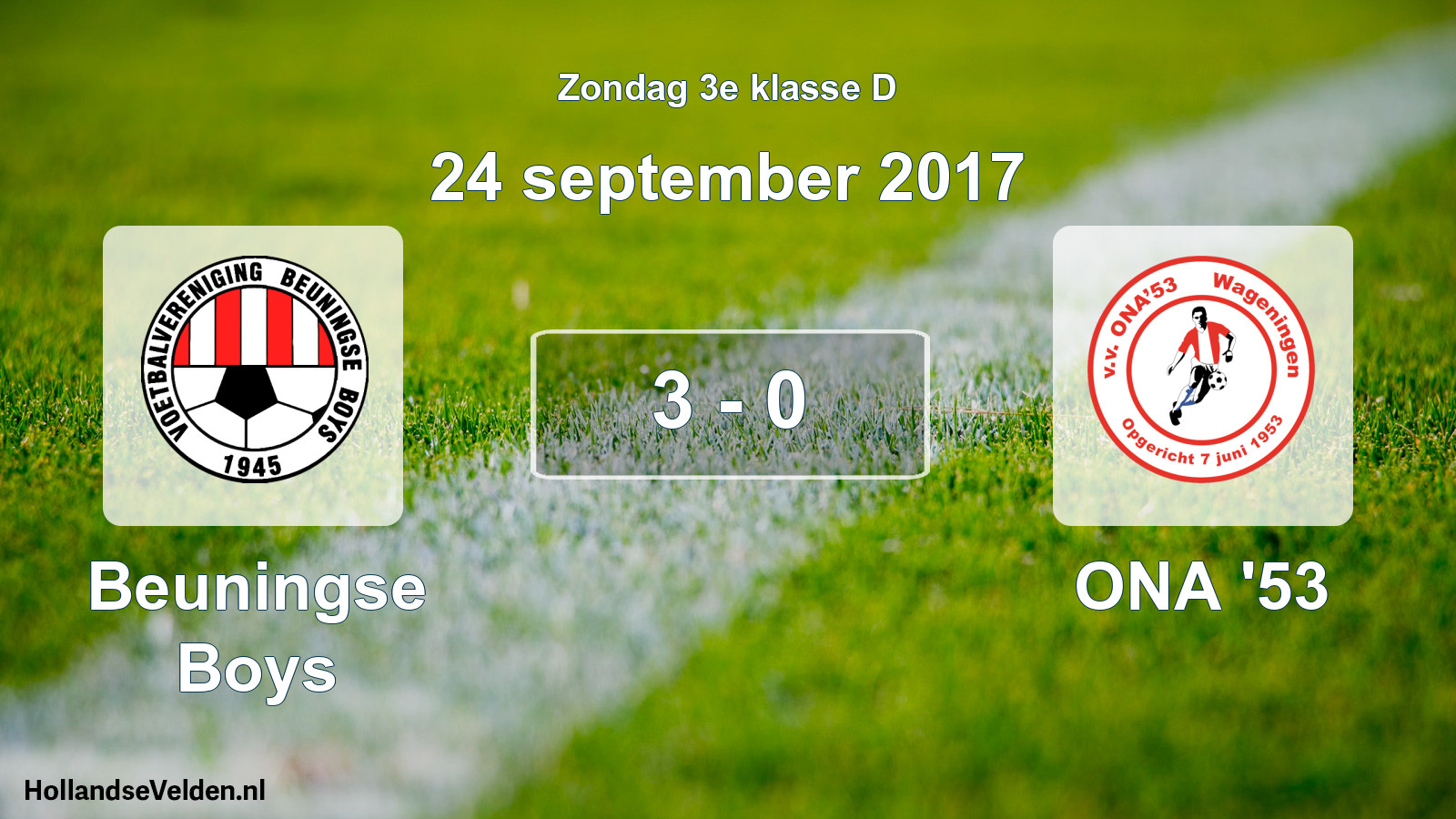 Total number of matches played: Beuningse Boys - ONA '53 3 - 0 (24 September 2017)