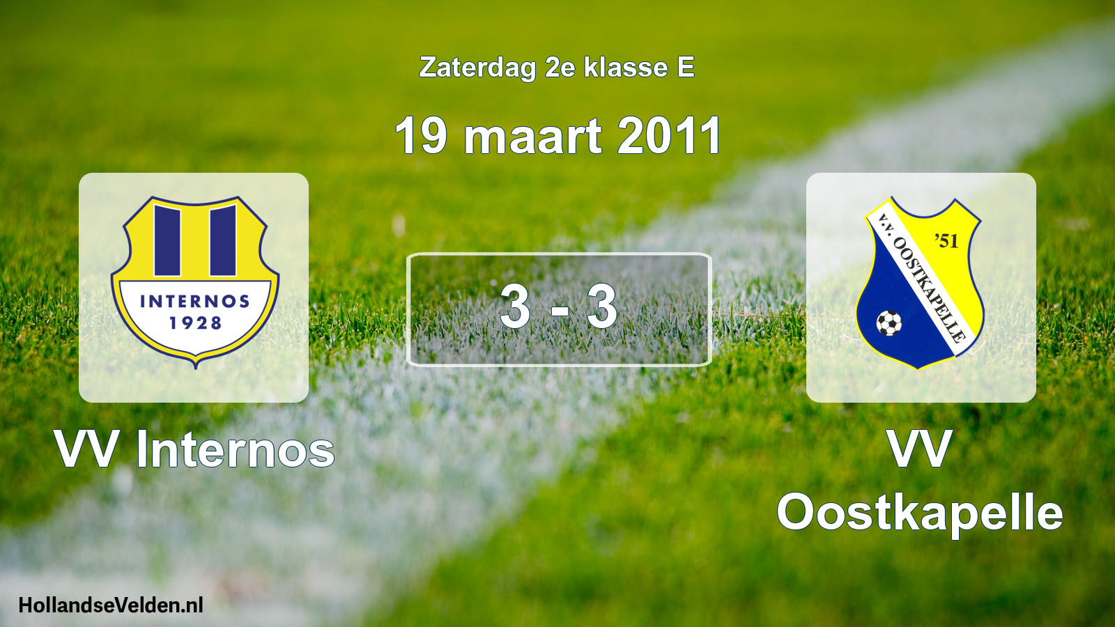 Total number of matches played: VV Internos - VV Oostkapelle 3 - 3 (19 March 2011)
