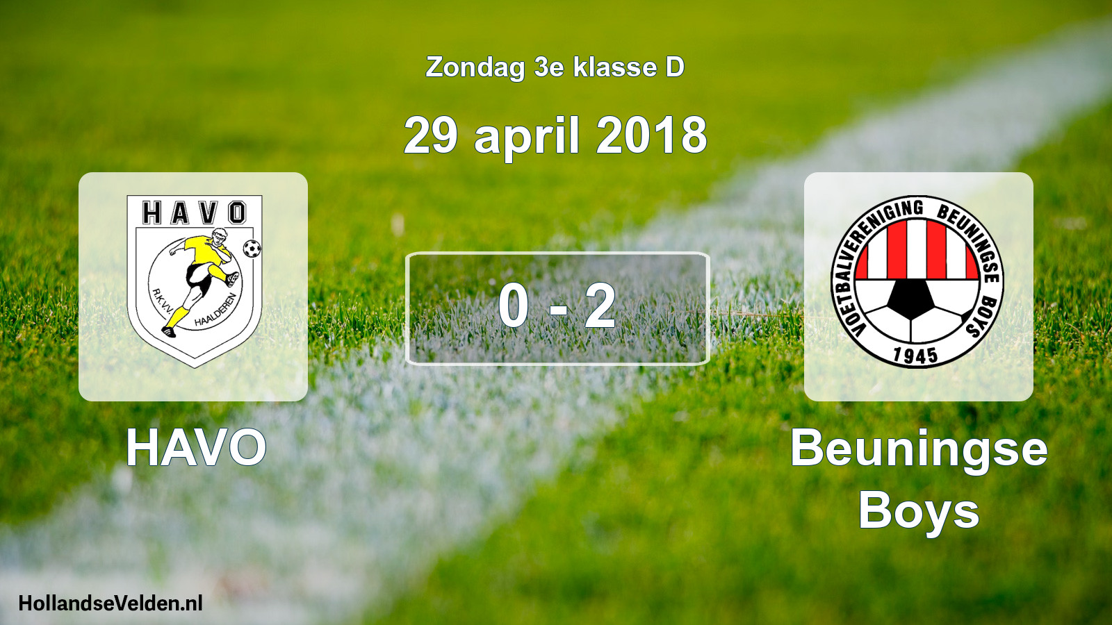 Total number of matches played: HAVO - Beuningse Boys 0 - 2 (29 April 2018)