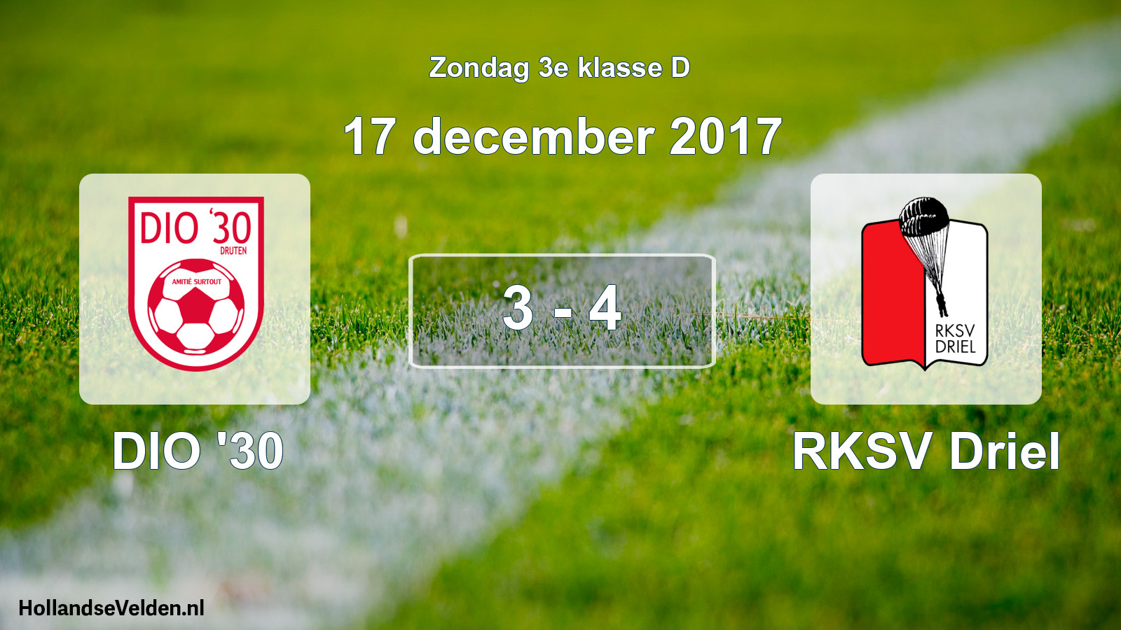 Total number of matches played: DIO '30 - RKSV Driel 3 - 4 (17 December 2017)