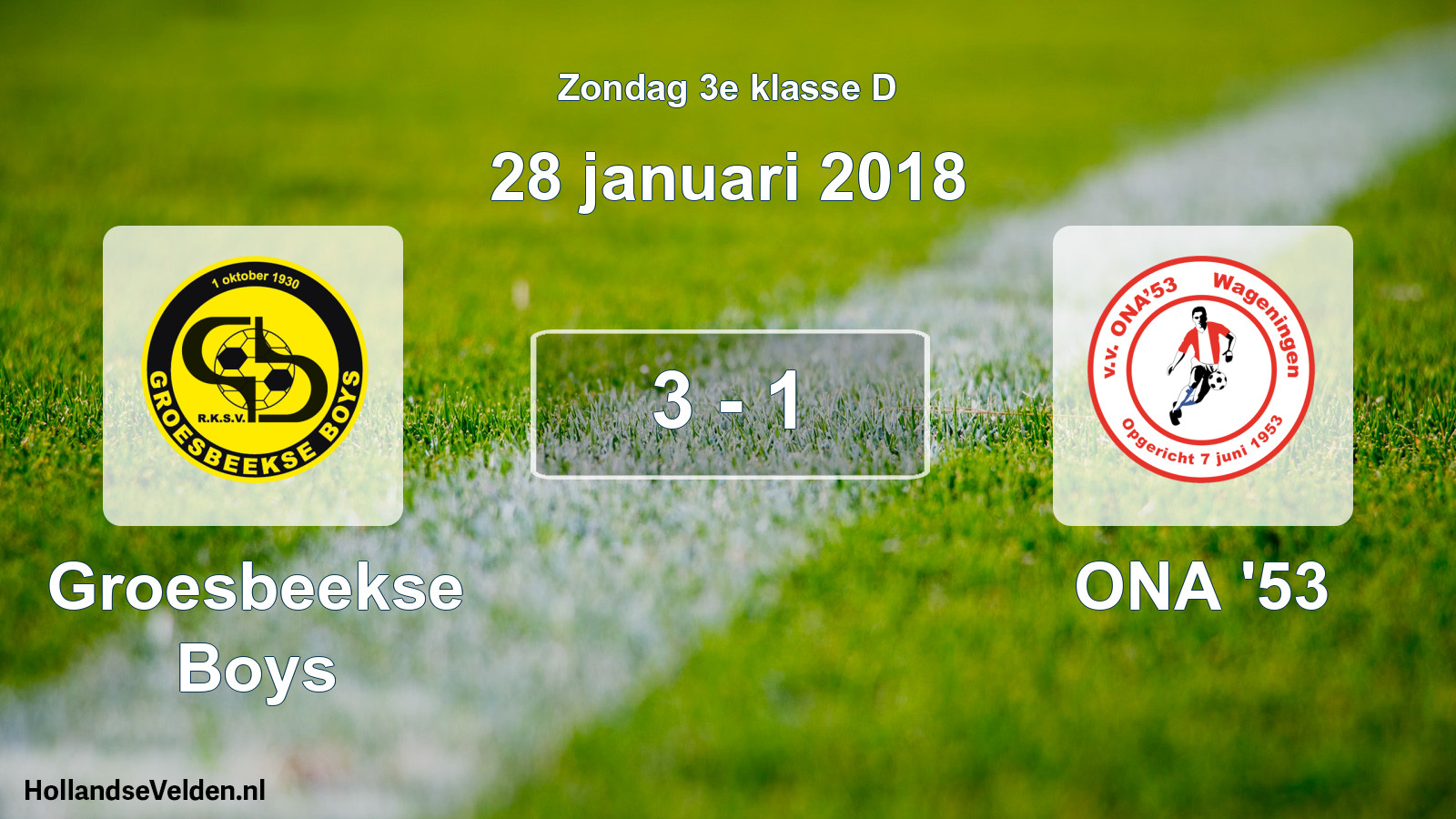Total number of matches played: Groesbeekse Boys - ONA '53 3 - 1 (28 January 2018)