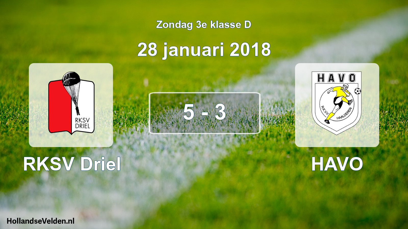 Total number of matches played: RKSV Driel - HAVO 5 - 3 (28 January 2018)