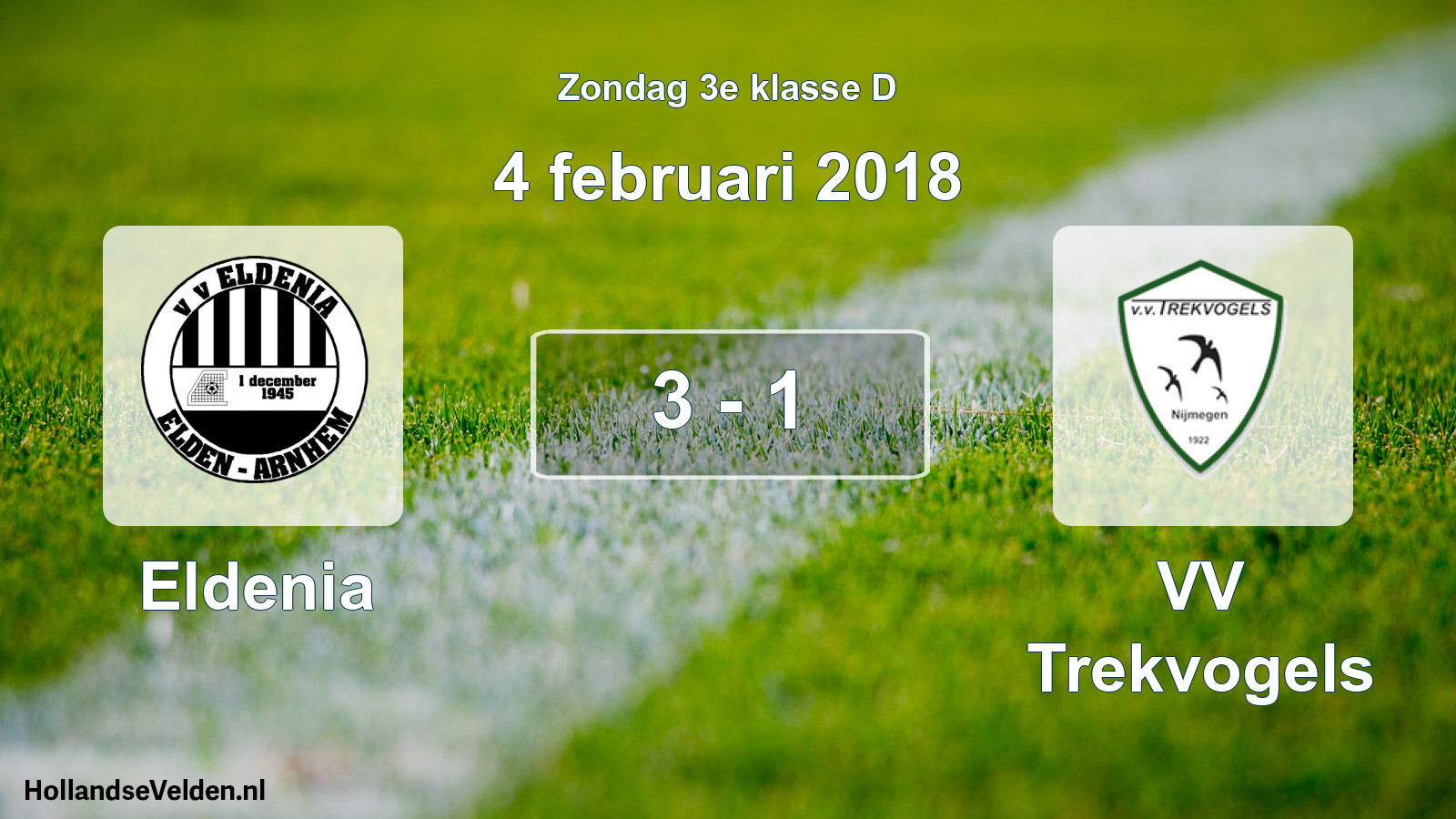 Total number of matches played: Eldenia - VV Trekvogels 3 - 1 (4 February 2018)