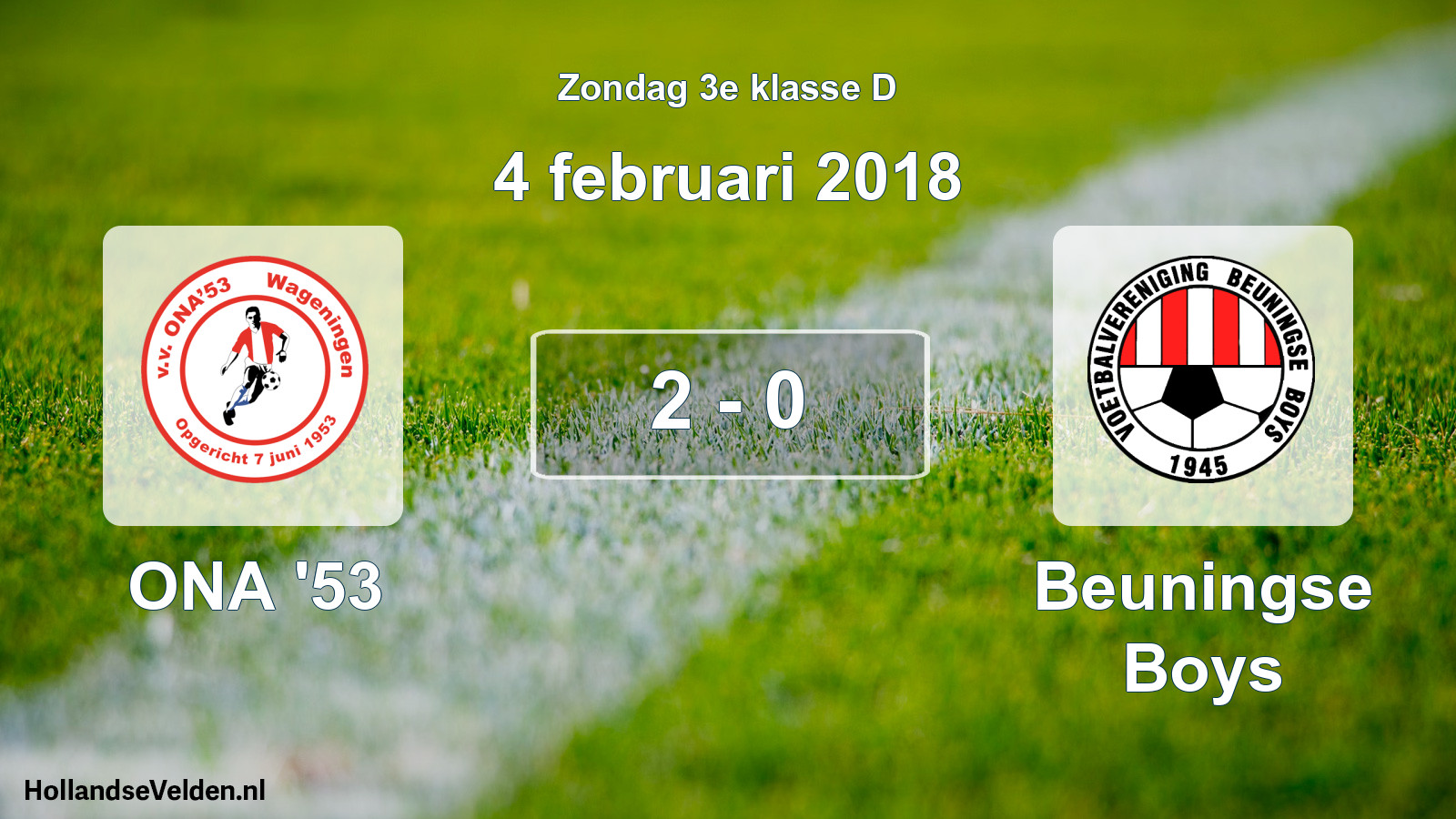 Total number of matches played: ONA '53 - Beuningse Boys 2 - 0 (4 February 2018)