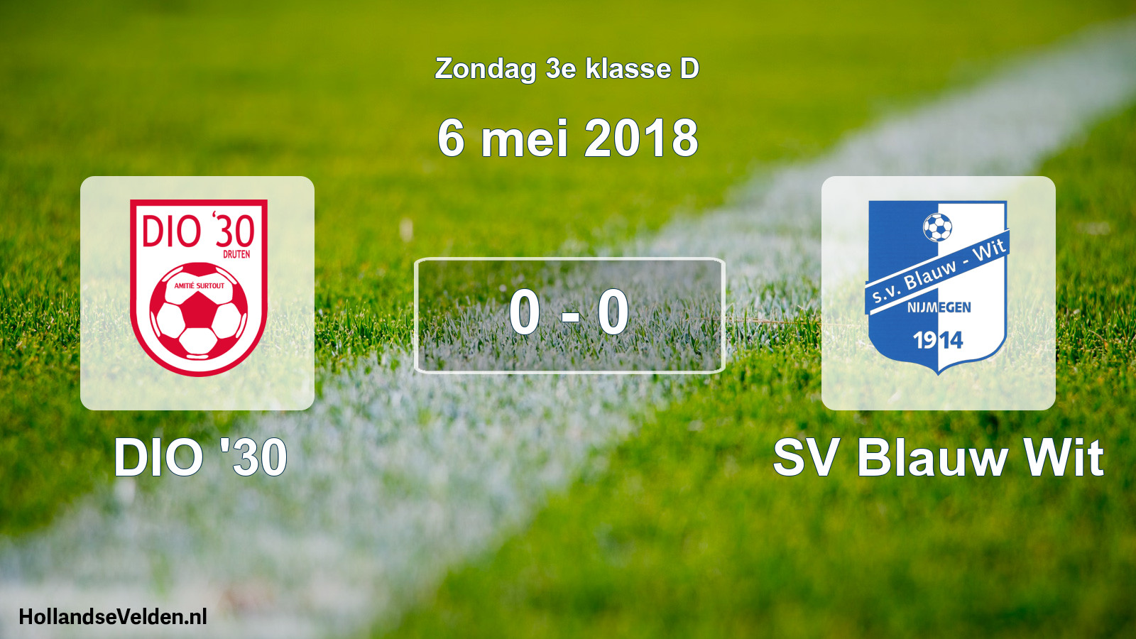 Total number of matches played: DIO '30 - SV Blauw Wit 0 - 0 (6 May 2018)