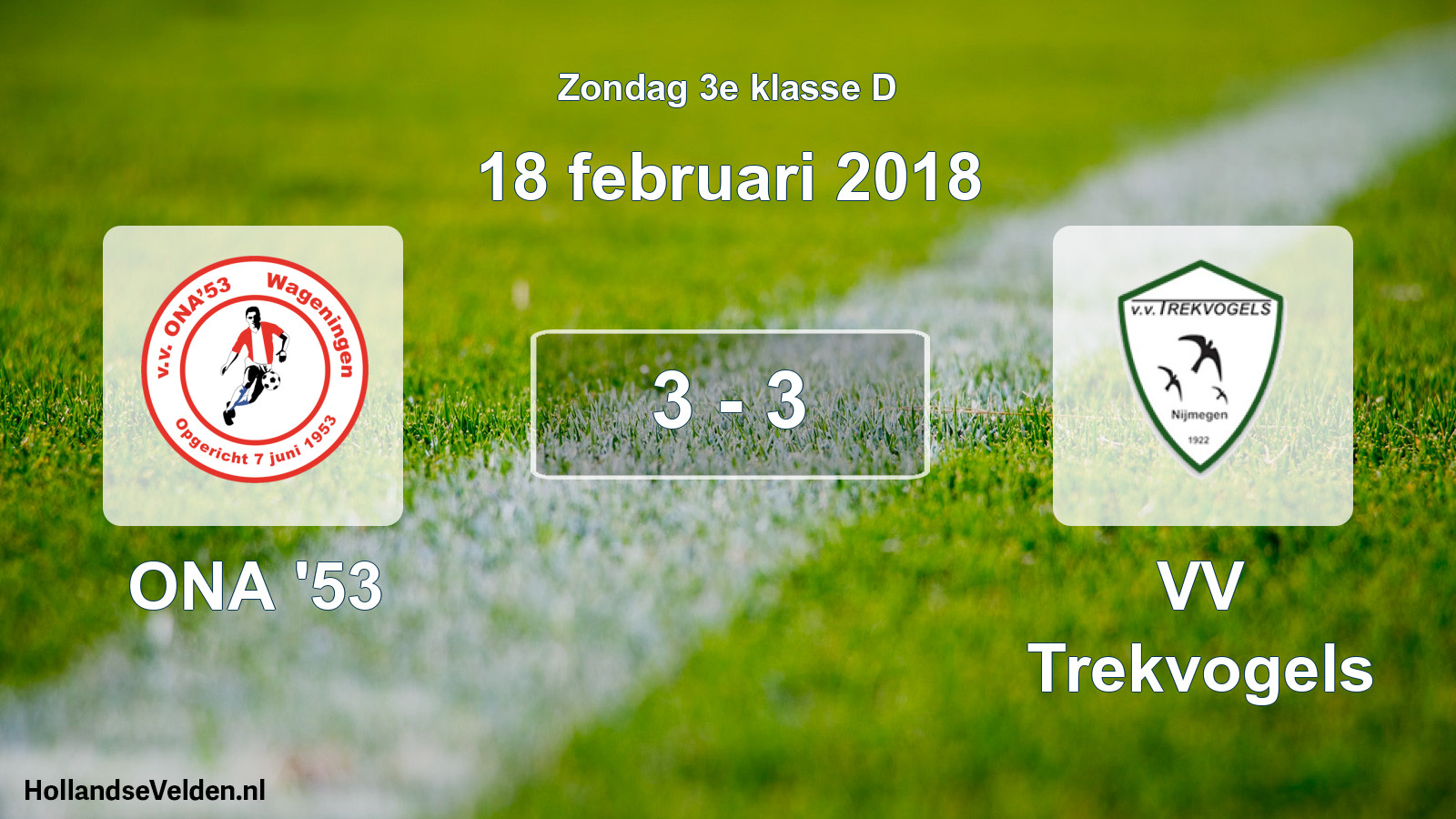 Total number of matches played: ONA '53 - VV Trekvogels 3 - 3 (18 February 2018)