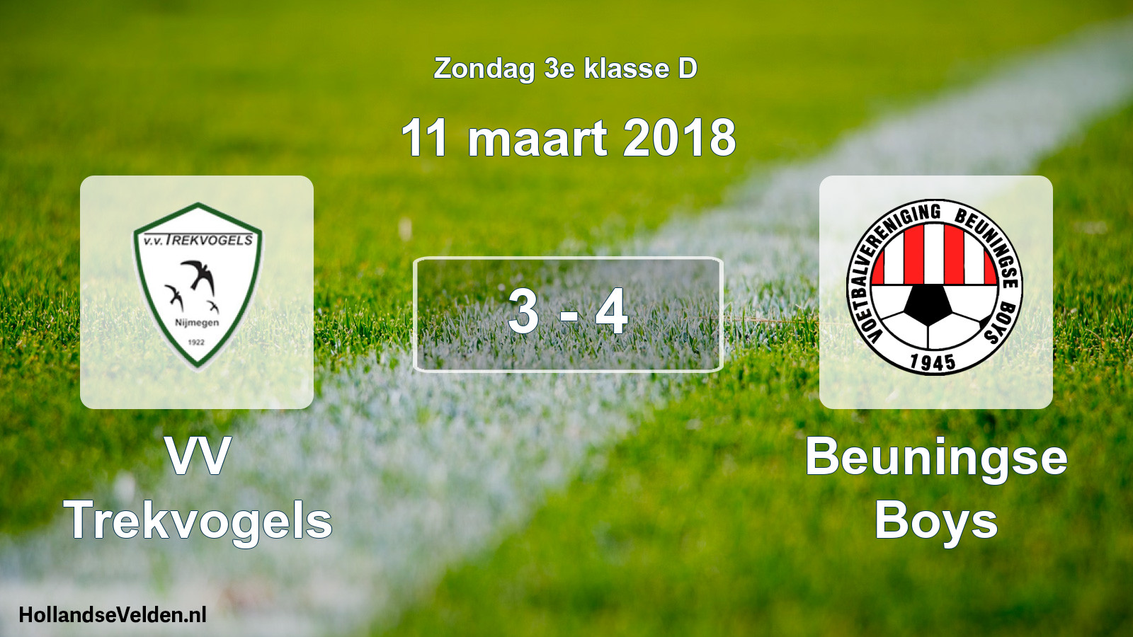 Total number of matches played: VV Trekvogels - Beuningse Boys 3 - 4 (11 March 2018)