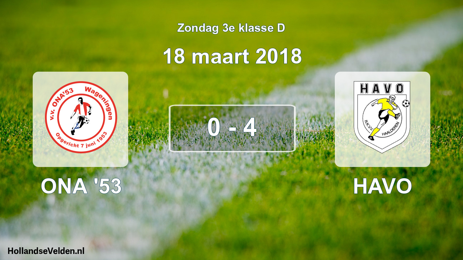 Total number of matches played: ONA '53 - HAVO 0 - 4 (18 March 2018)