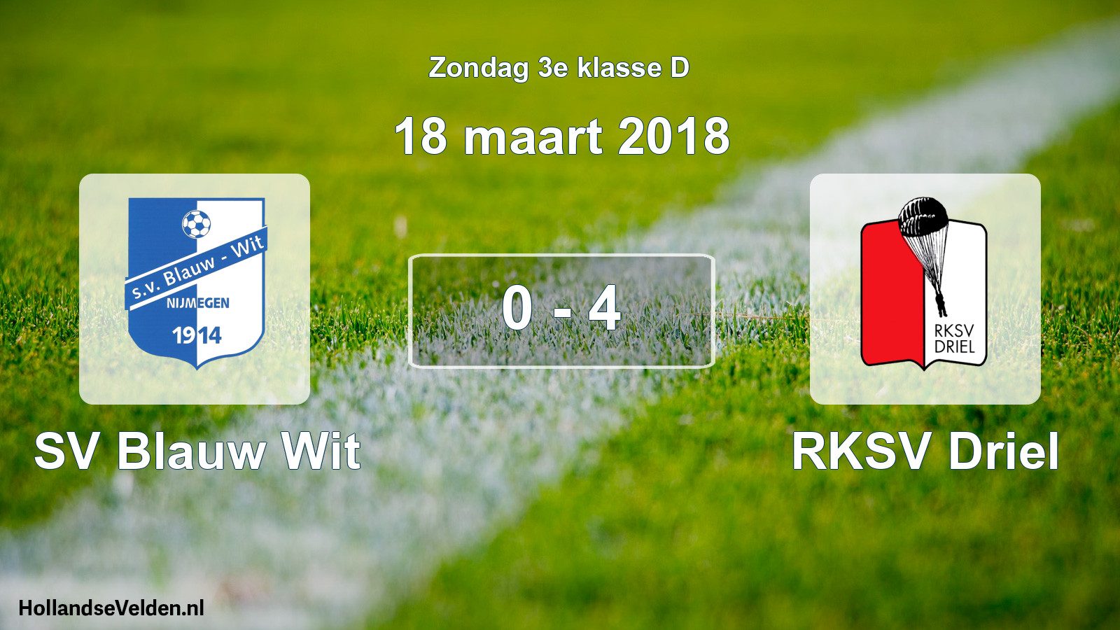 Total number of matches played: SV Blauw Wit - RKSV Driel 0 - 4 (18 March 2018)