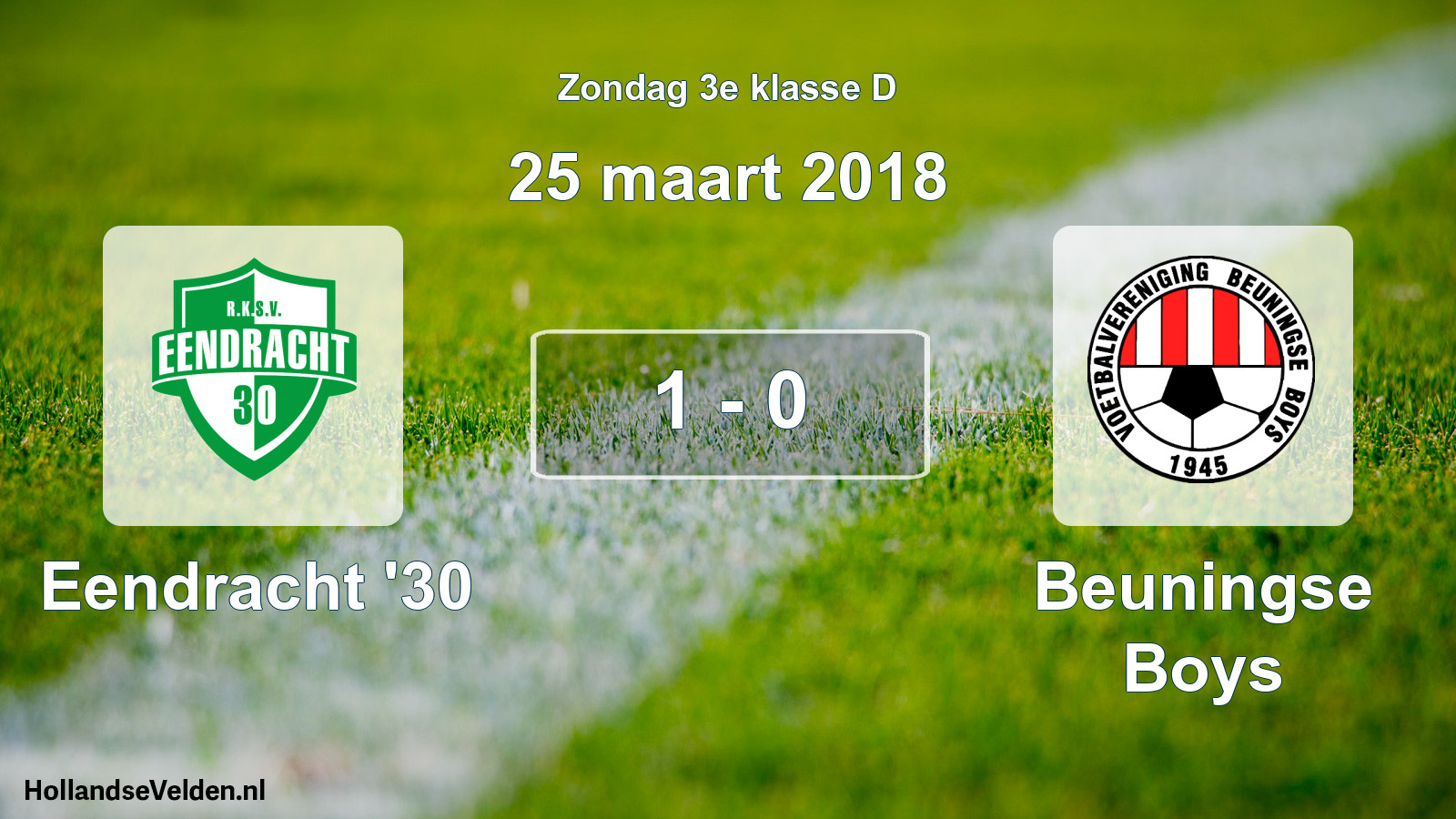 Total number of matches played: Eendracht '30 - Beuningse Boys 1 - 0 (25 March 2018)