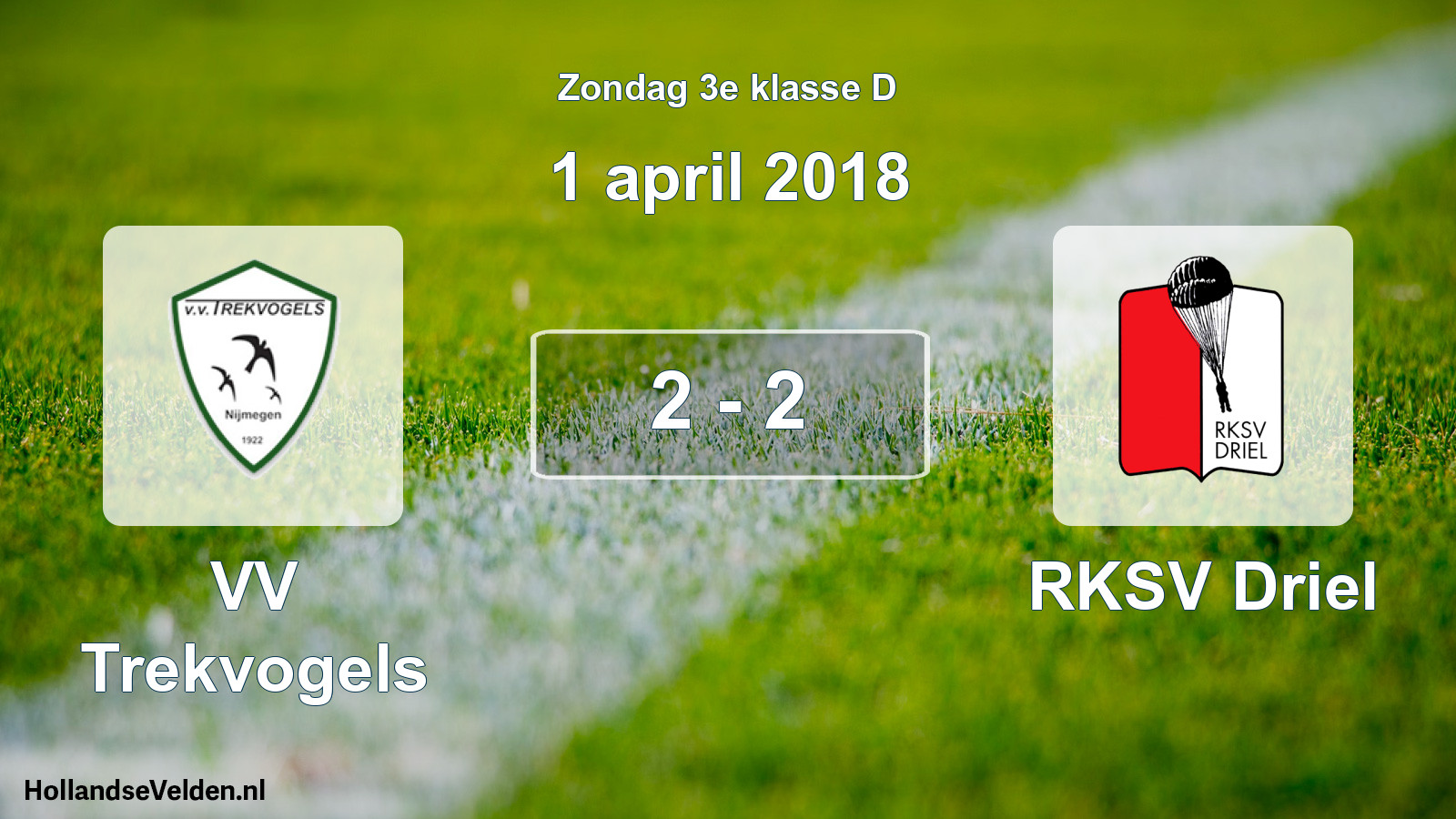 Total number of matches played: VV Trekvogels - RKSV Driel 2 - 2 (1 April 2018)