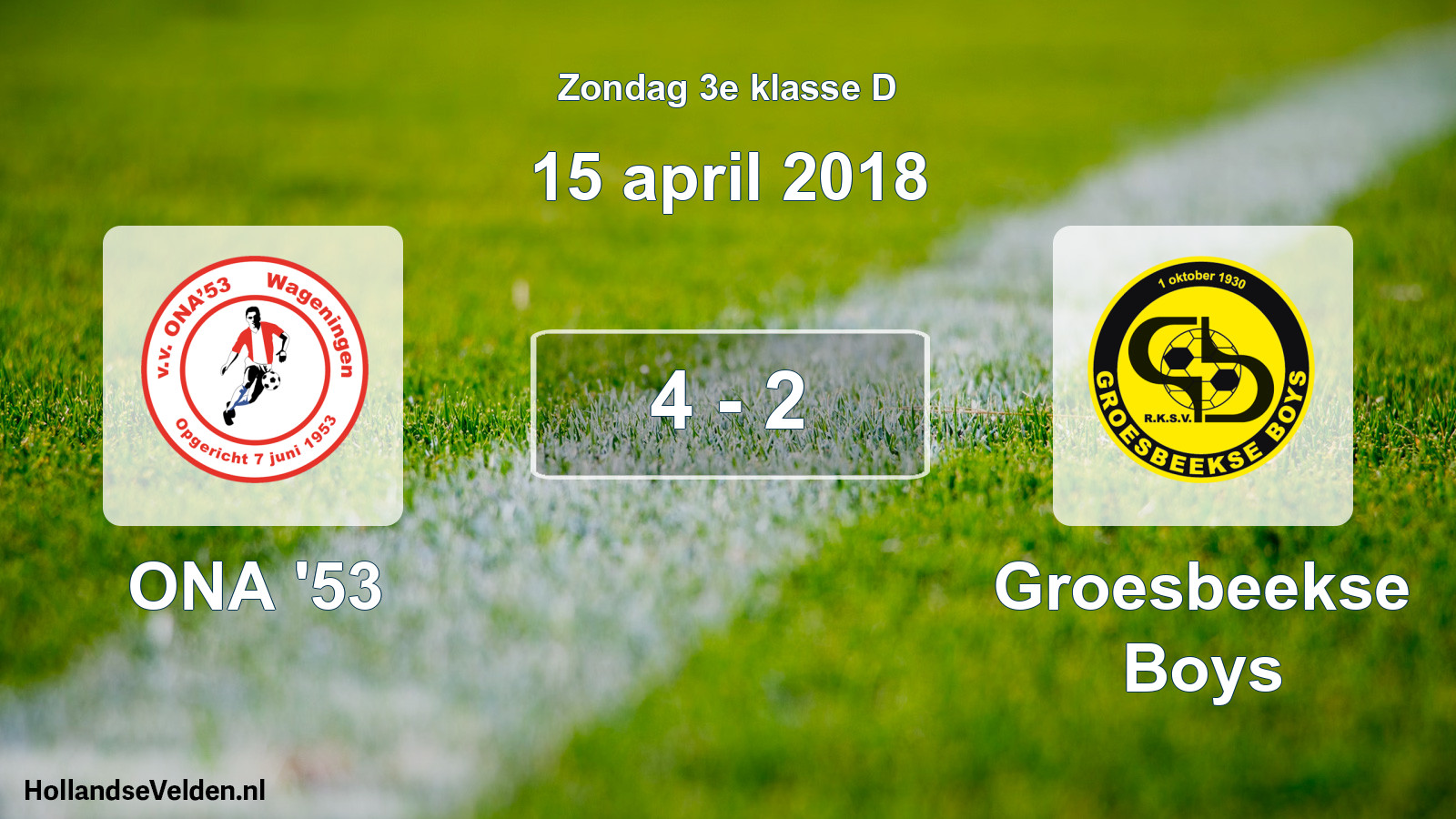 Total number of matches played: ONA '53 - Groesbeekse Boys 4 - 2 (15 April 2018)