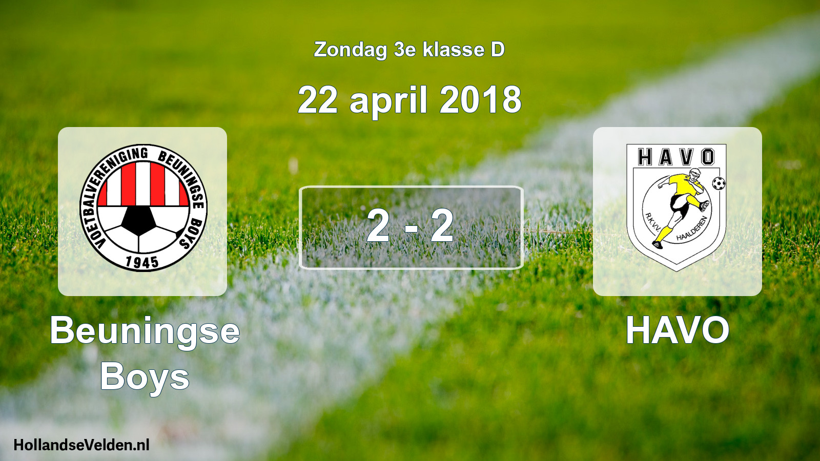 Total number of matches played: Beuningse Boys - HAVO 2 - 2 (22 April 2018)