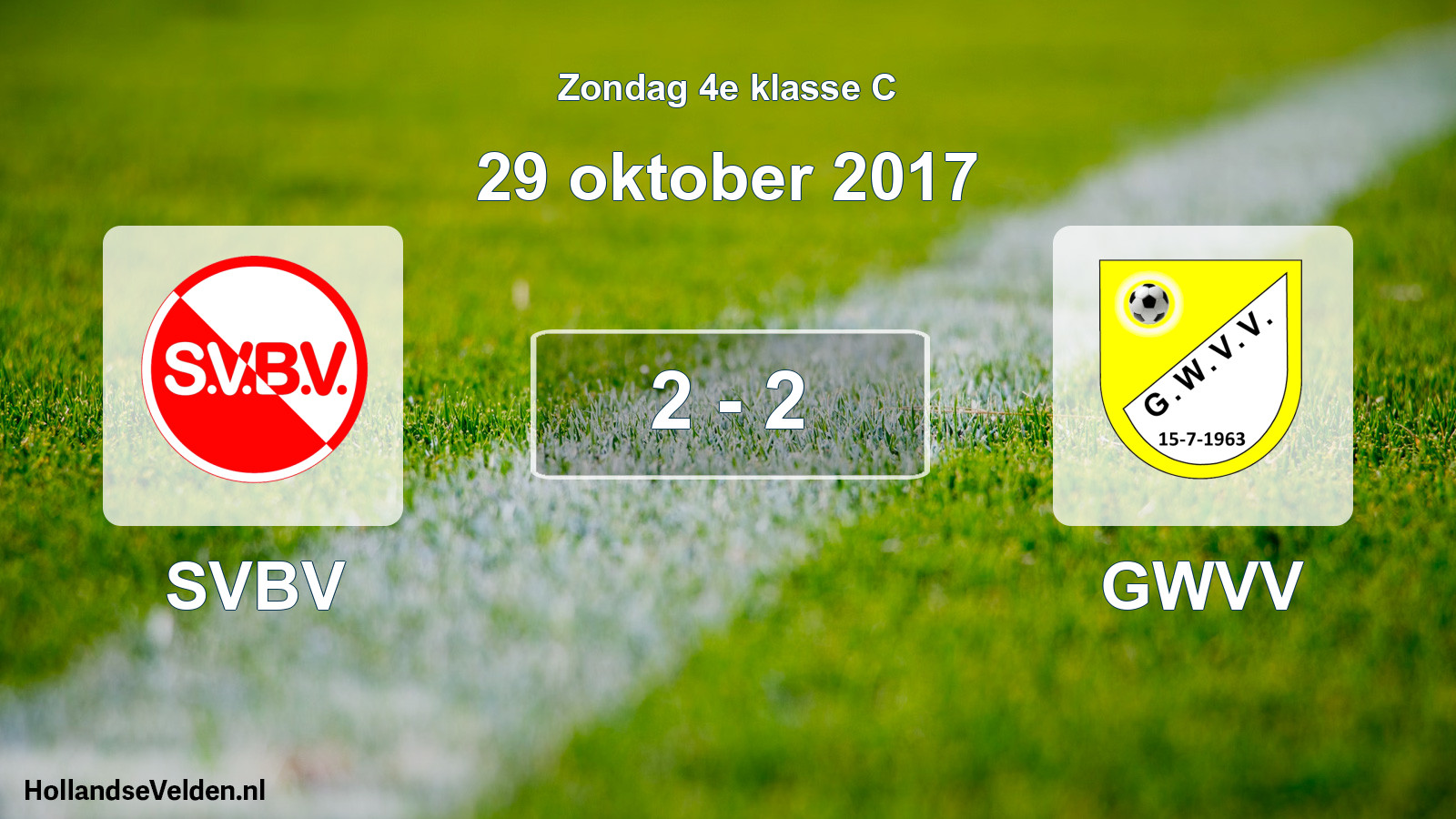 Total number of matches played: SVBV - GWVV 2 - 2 (29 October 2017)