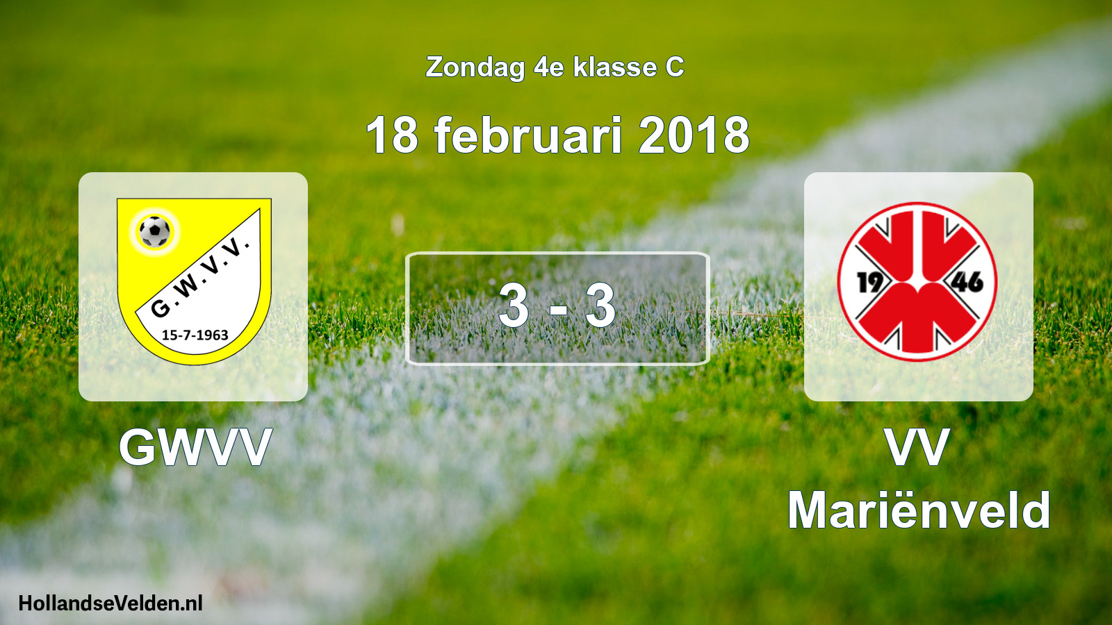 Total number of matches played: GWVV - VV Mariënveld 3 - 3 (18 February 2018)