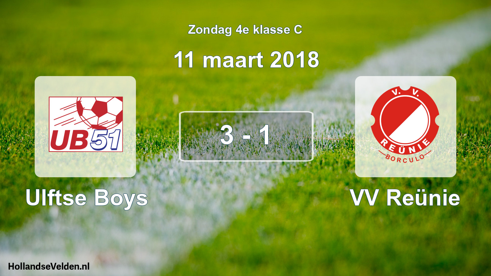 Total number of matches played: Ulftse Boys - VV Reünie 3 - 1 (11 March 2018)