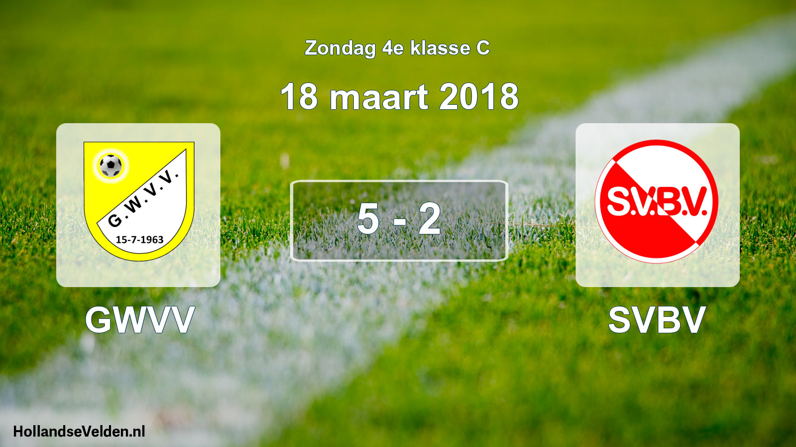 Total number of matches played: GWVV - SVBV 5 - 2 (18 March 2018)