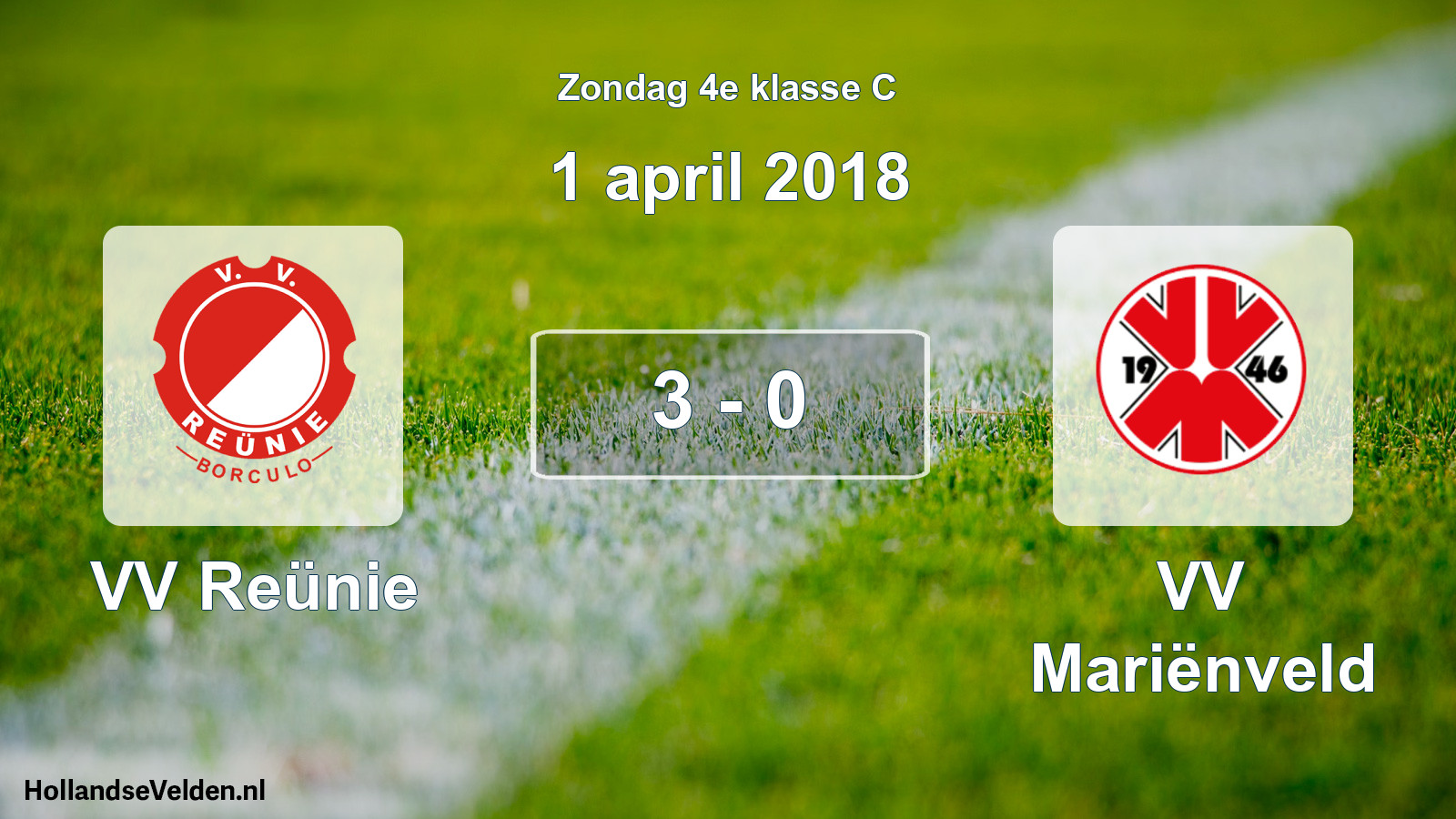 Total number of matches played: VV Reünie - VV Mariënveld 3 - 0 (1 April 2018)