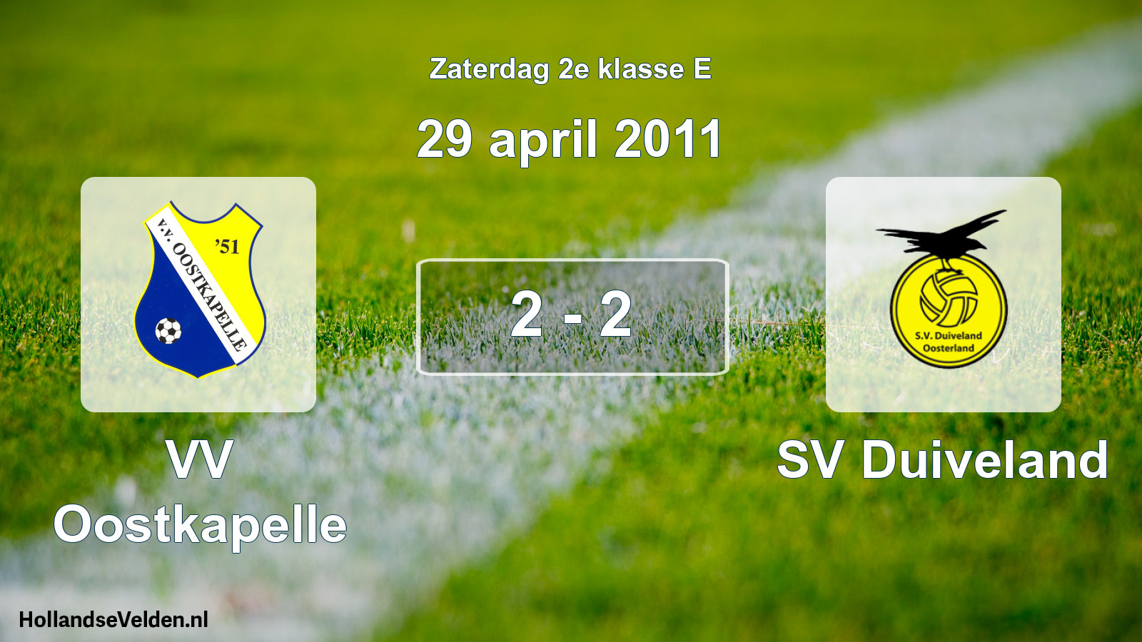 Total number of matches played: VV Oostkapelle - SV Duiveland 2 - 2 (29 April 2011)