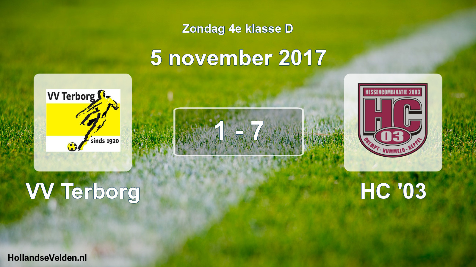 Total number of matches played: VV Terborg - HC '03 1 - 7 (5 November 2017)