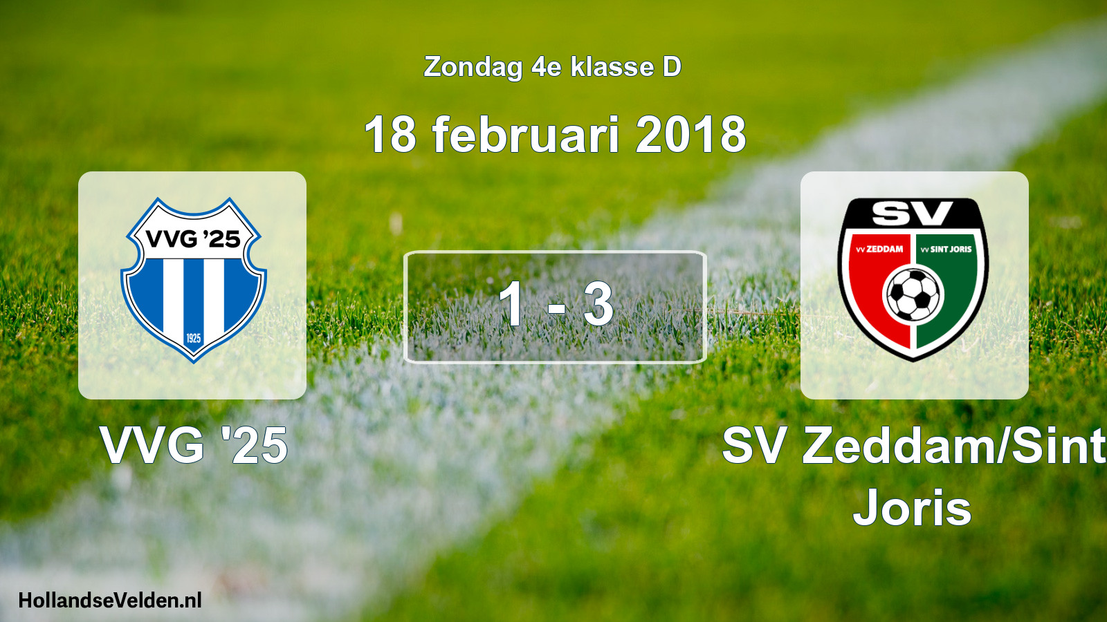 Total number of matches played: VVG '25 - SV Zeddam/Sint Joris 1 - 3 (18 February 2018)
