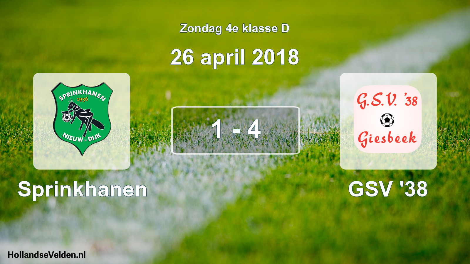 Total number of matches played: Sprinkhanen - GSV '38 1 - 4 (26 April 2018)