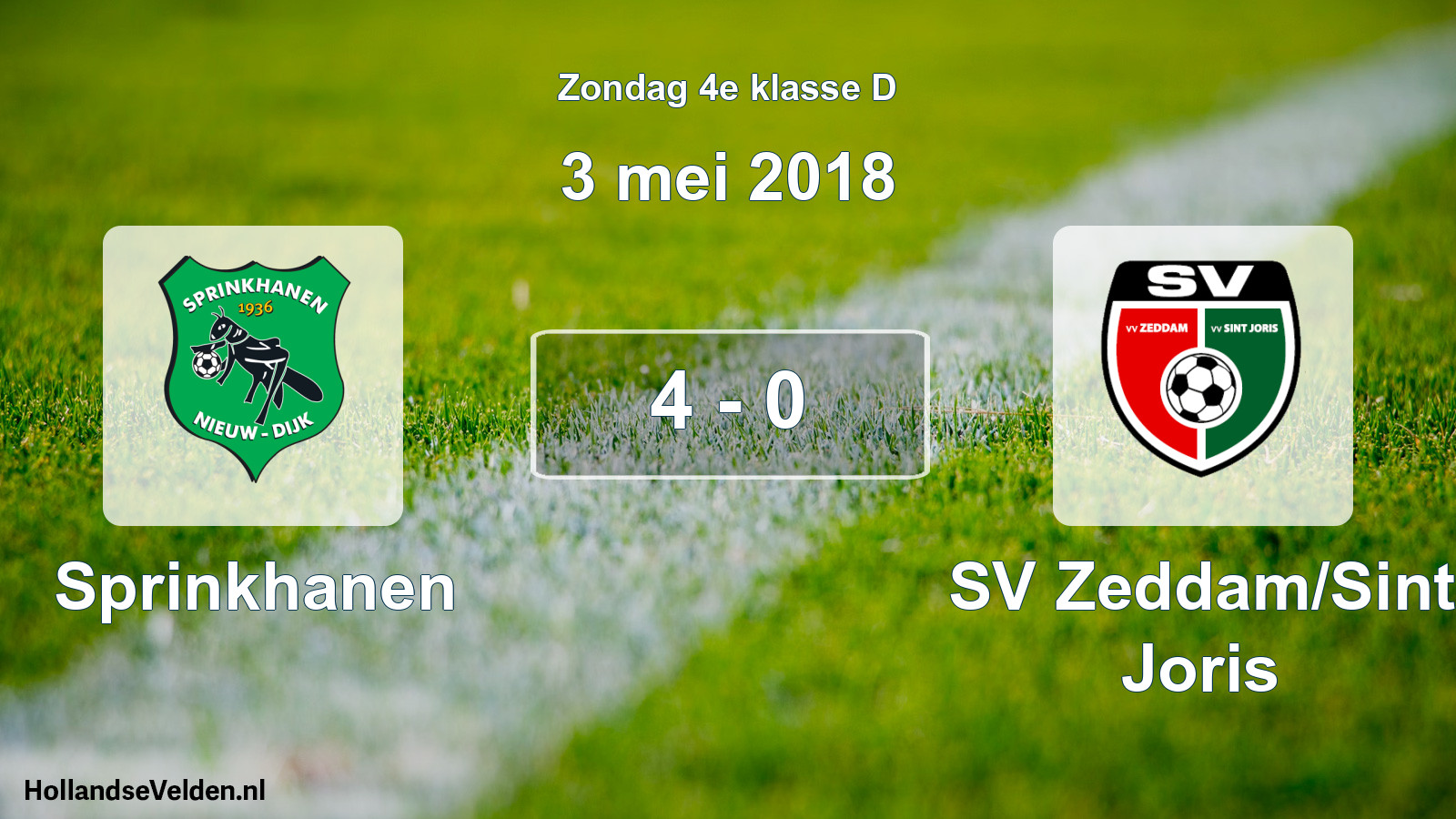 Total number of matches played: Sprinkhanen - SV Zeddam/Sint Joris 4 - 0 (3 May 2018)