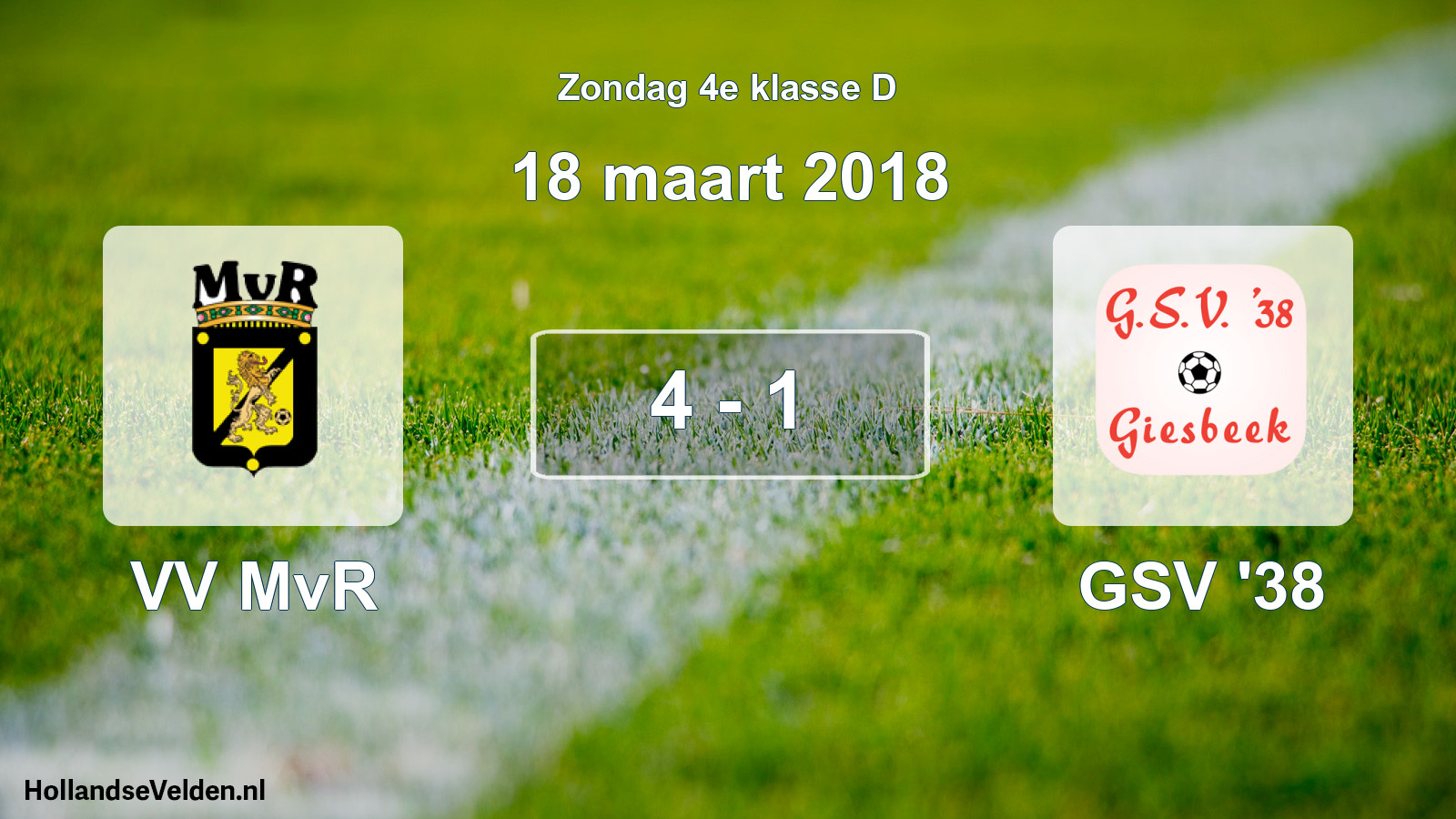 Total number of matches played: VV MvR - GSV '38 4 - 1 (18 March 2018)