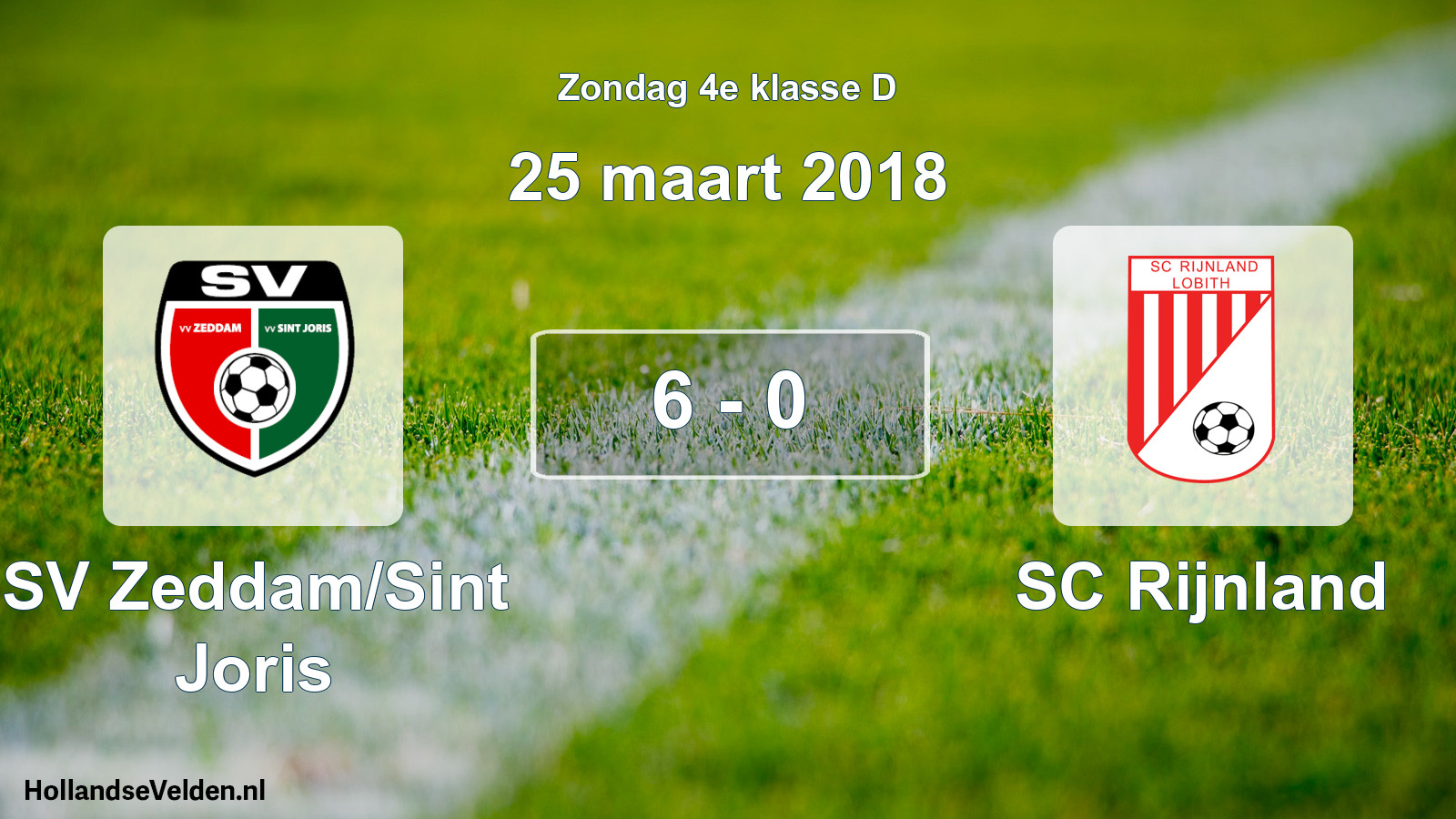 Total number of matches played: SV Zeddam/Sint Joris - SC Rijnland 6 - 0 (25 March 2018)