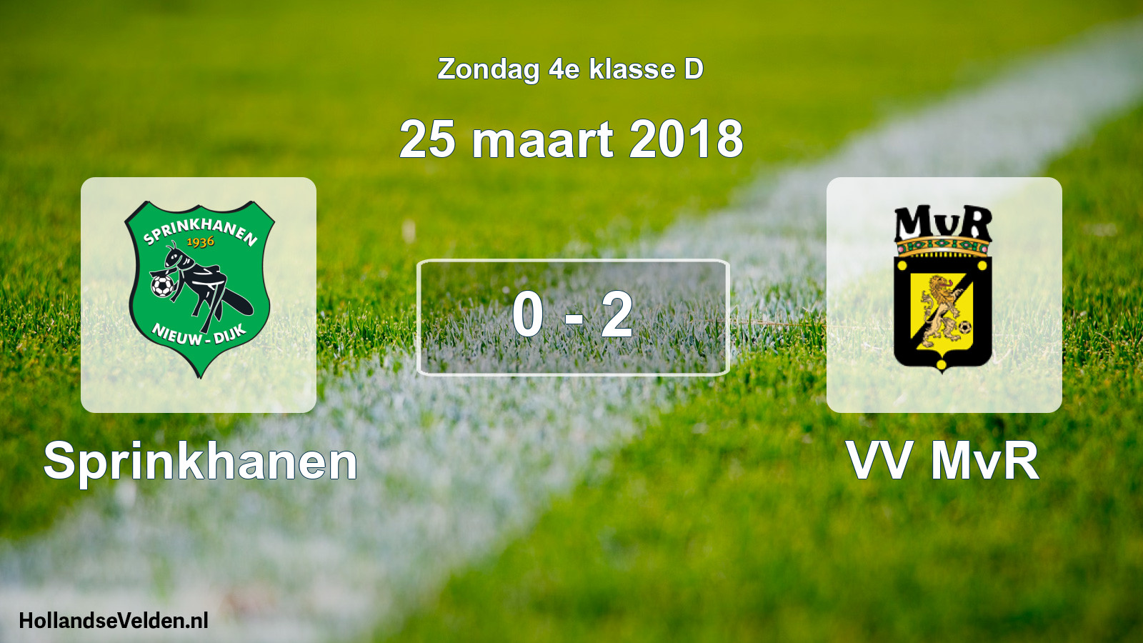 Total number of matches played: Sprinkhanen - VV MvR 0 - 2 (25 March 2018)