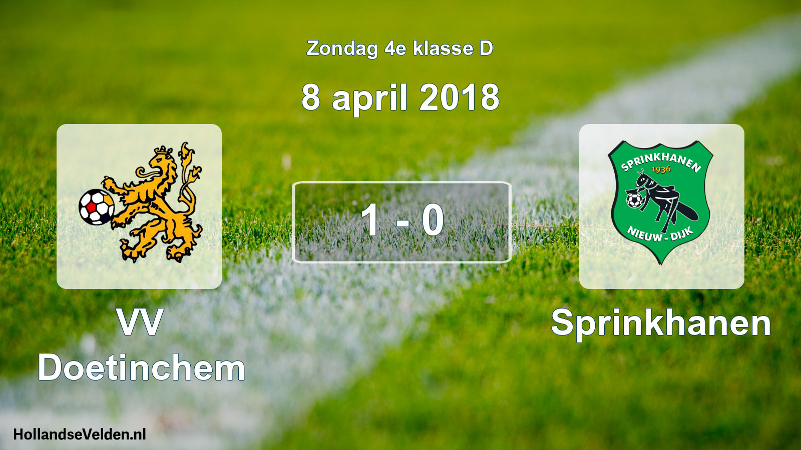 Total number of matches played: VV Doetinchem - Sprinkhanen 1 - 0 (8 April 2018)