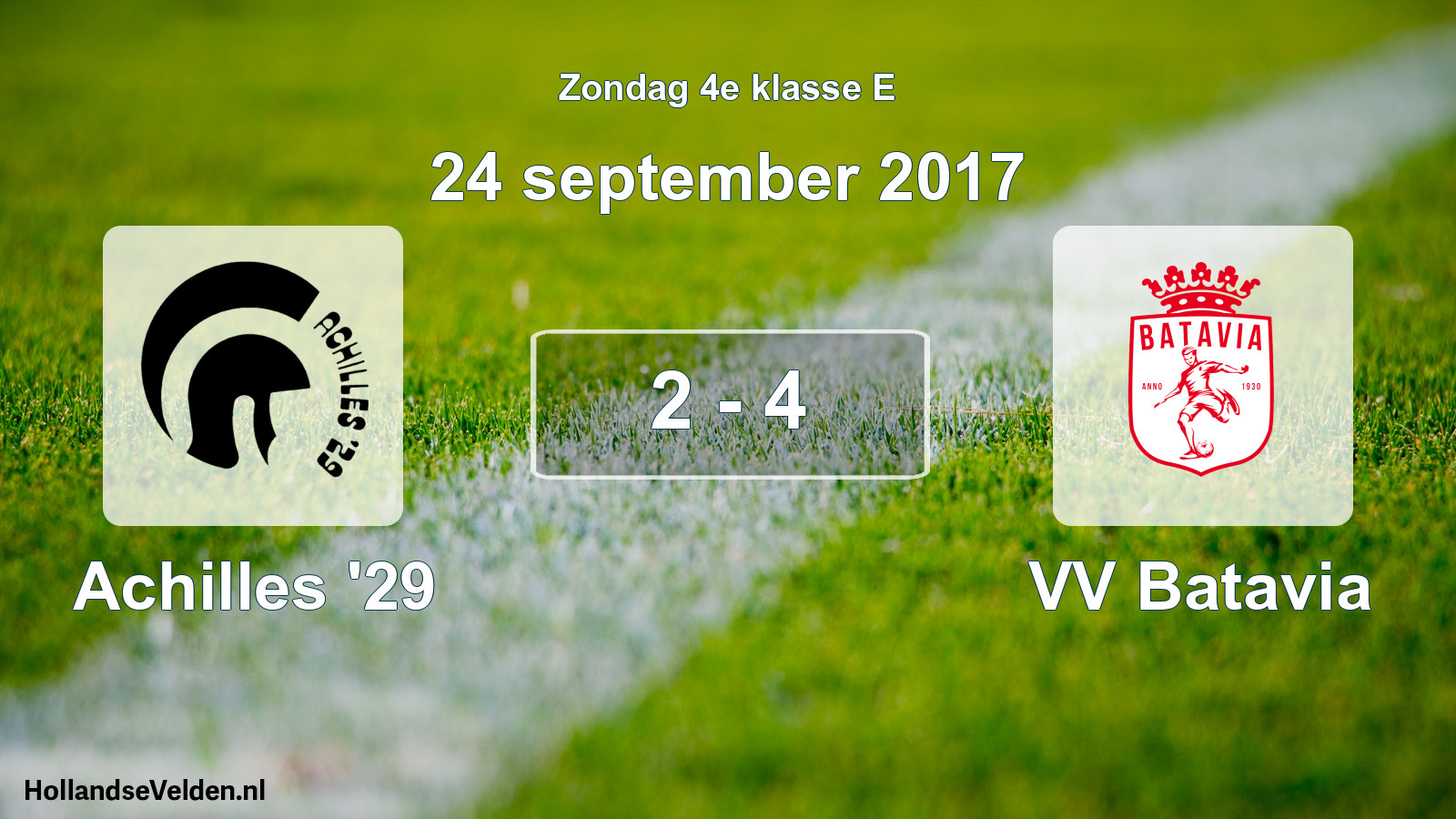 Total number of matches played: Achilles '29 - VV Batavia 2 - 4 (24 September 2017)