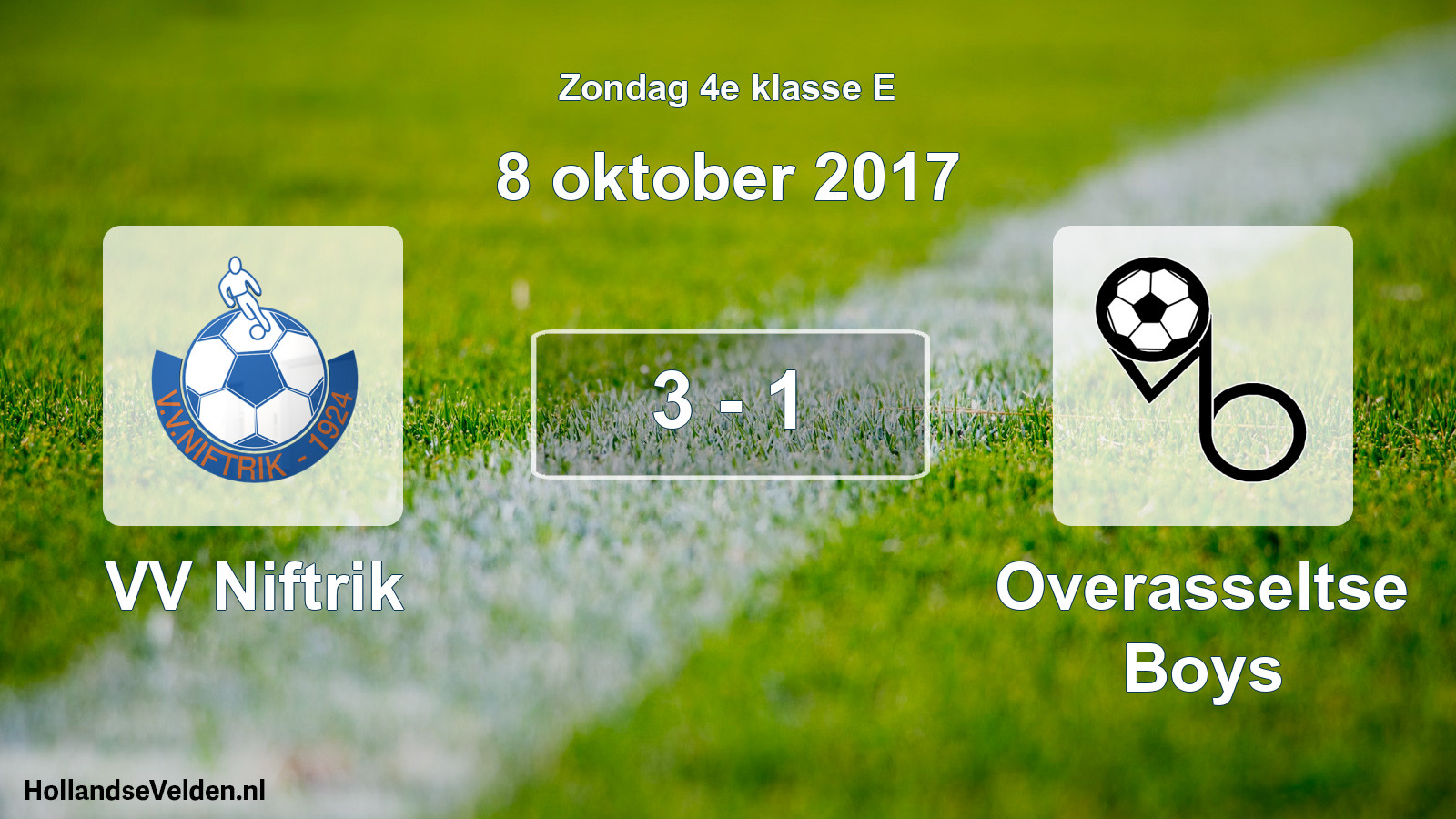 Total number of matches played: VV Niftrik - Overasseltse Boys 3 - 1 (8 October 2017)