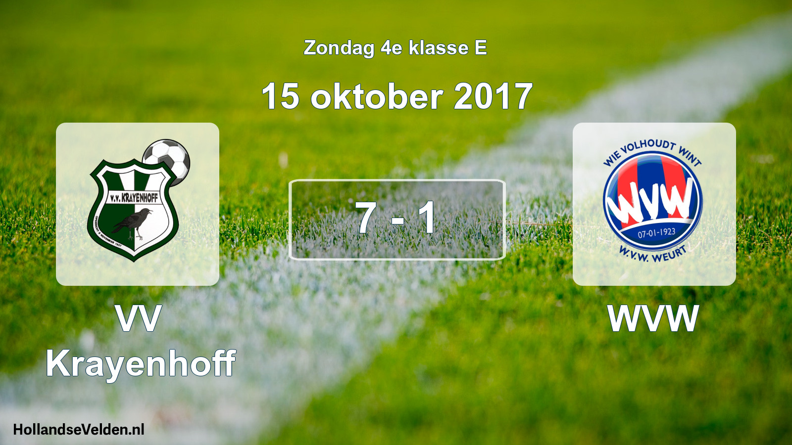 Total number of matches played: VV Krayenhoff - WVW 7 - 1 (15 October 2017)