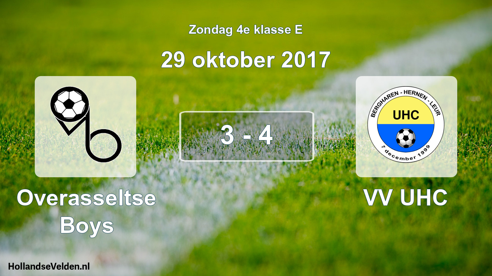 Total number of matches played: Overasseltse Boys - VV UHC 3 - 4 (29 October 2017)