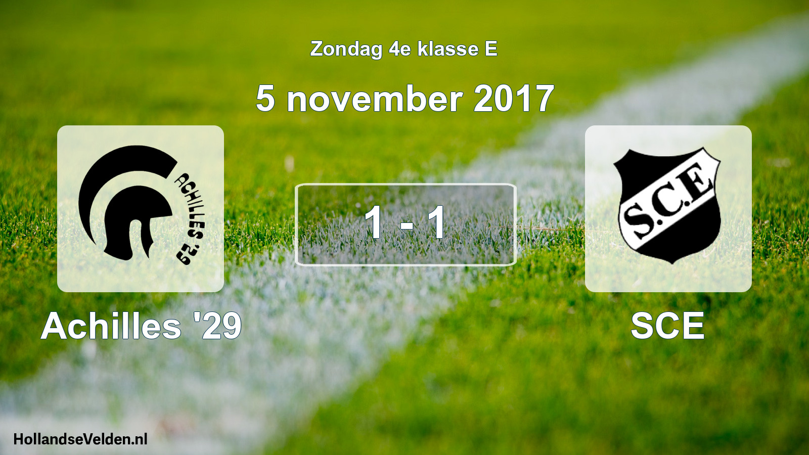 Total number of matches played: Achilles '29 - SCE 1 - 1 (5 November 2017)