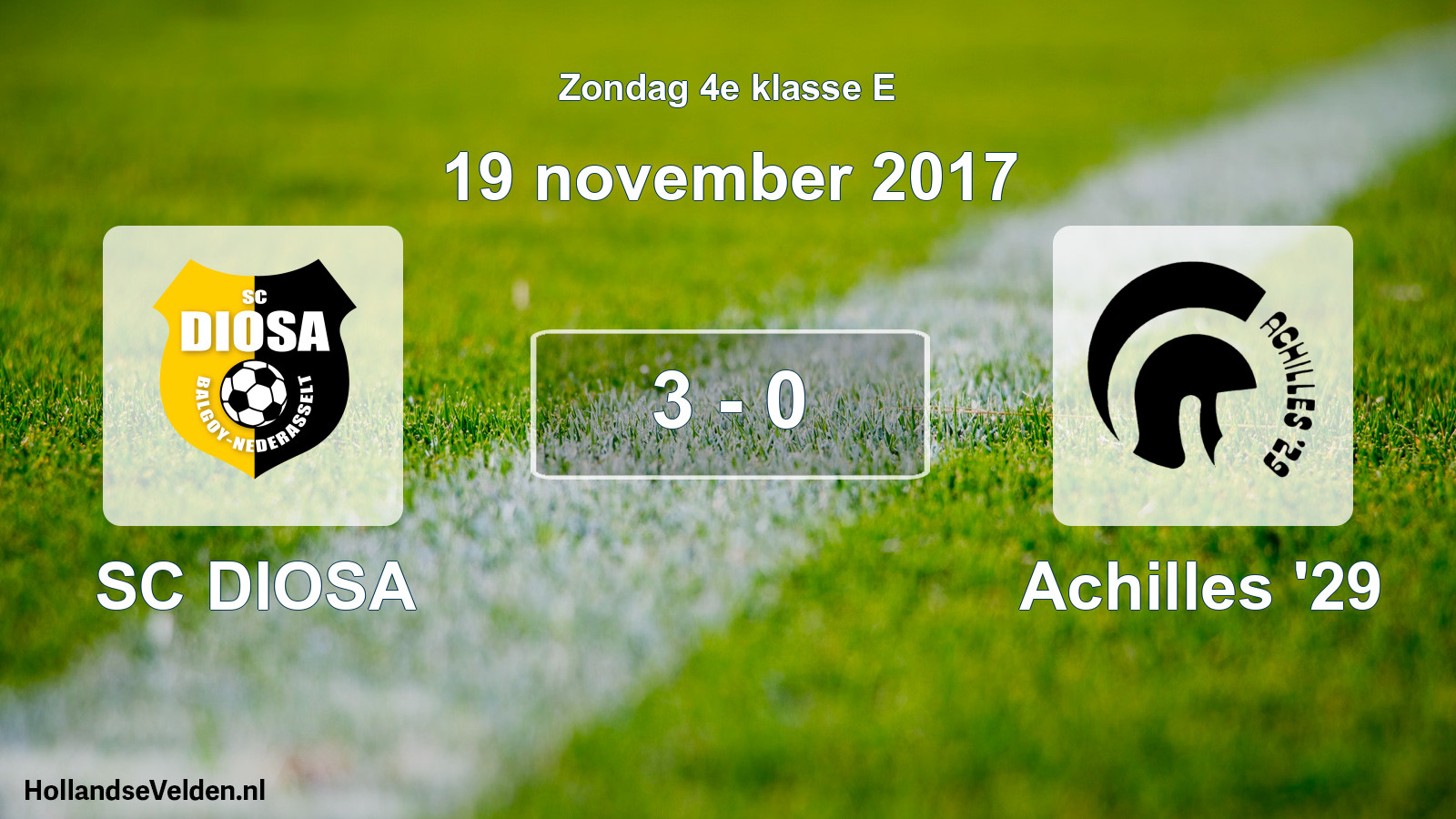 Total number of matches played: SC DIOSA - Achilles '29 3 - 0 (19 November 2017)