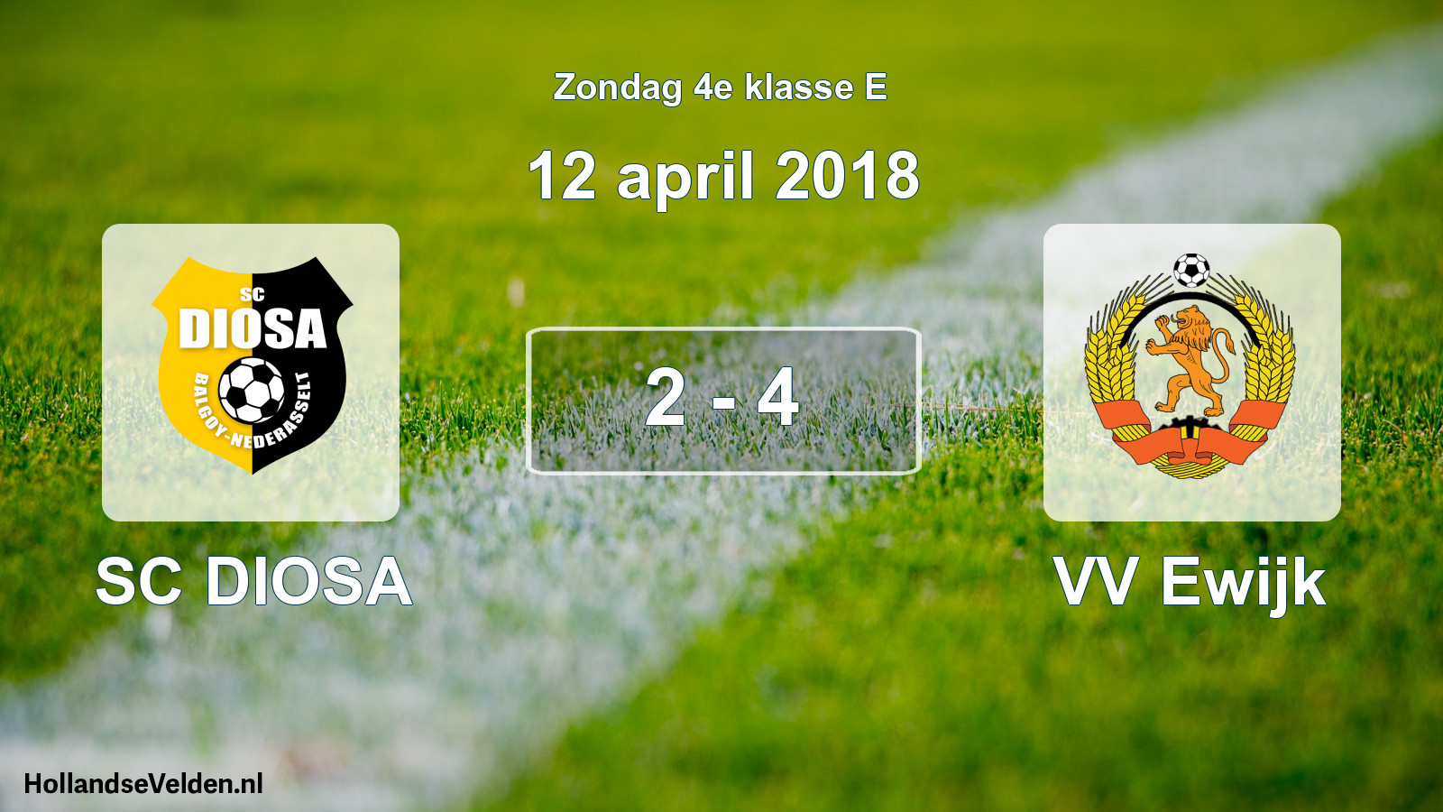 Total number of matches played: SC DIOSA - VV Ewijk 2 - 4 (12 April 2018)